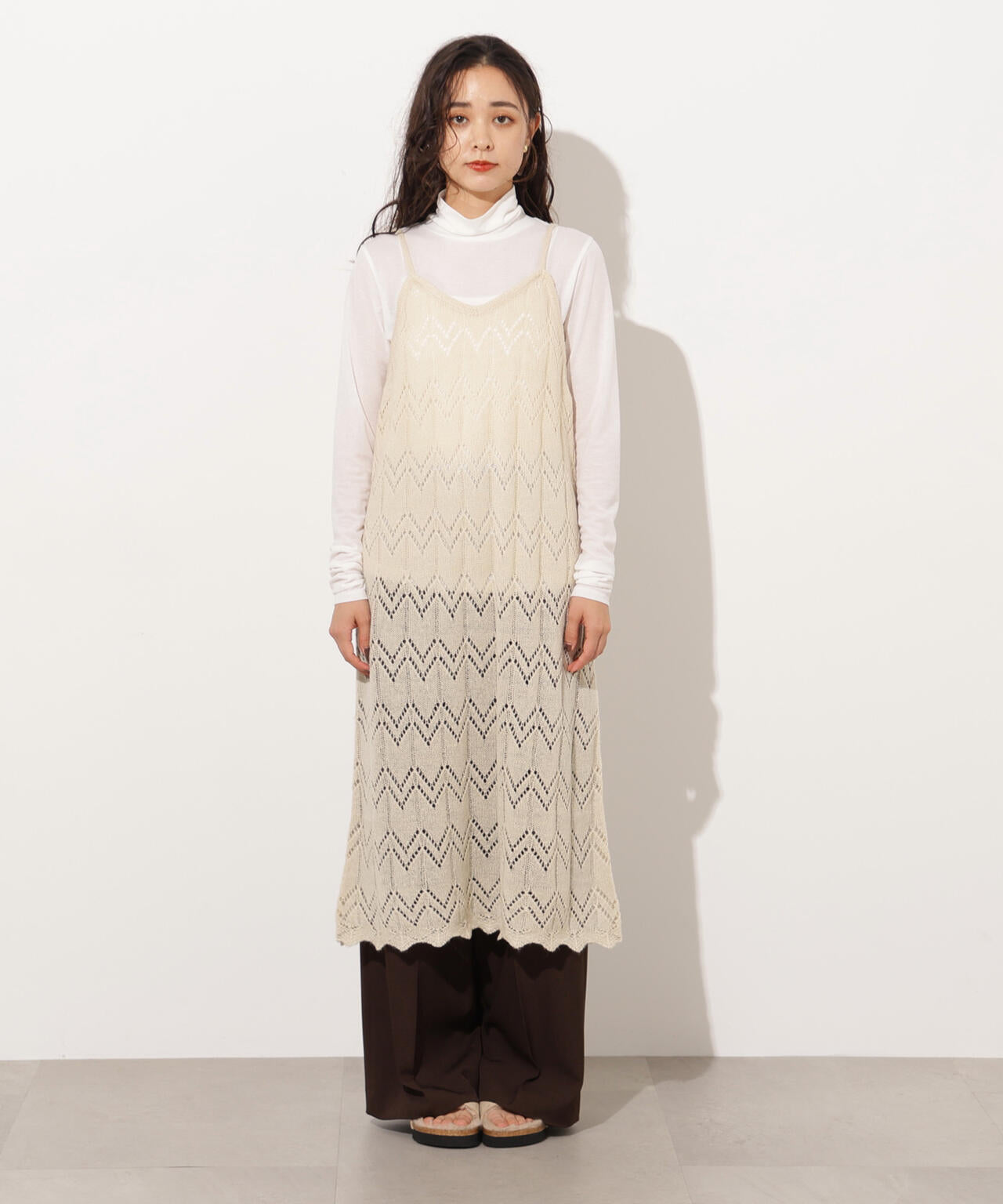 【岸本セシルさん着用】透かし編みニットキャミワンピース