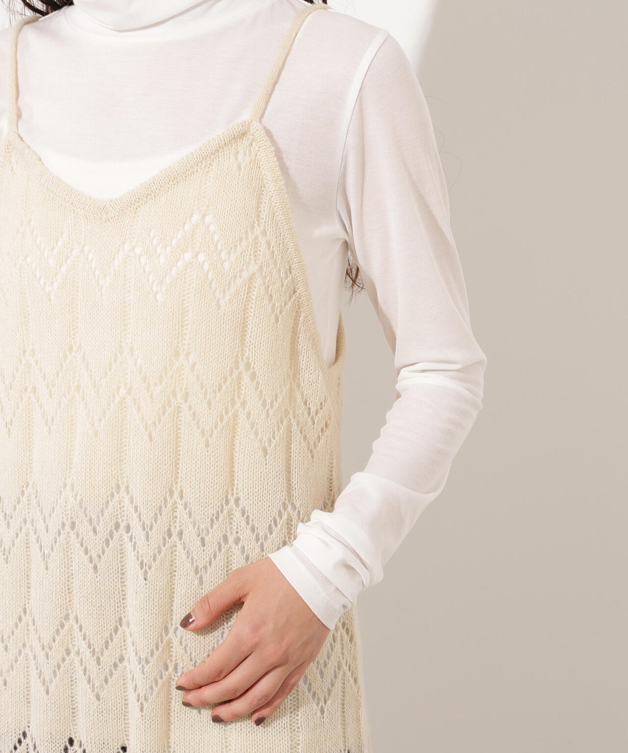 【岸本セシルさん着用】透かし編みニットキャミワンピース