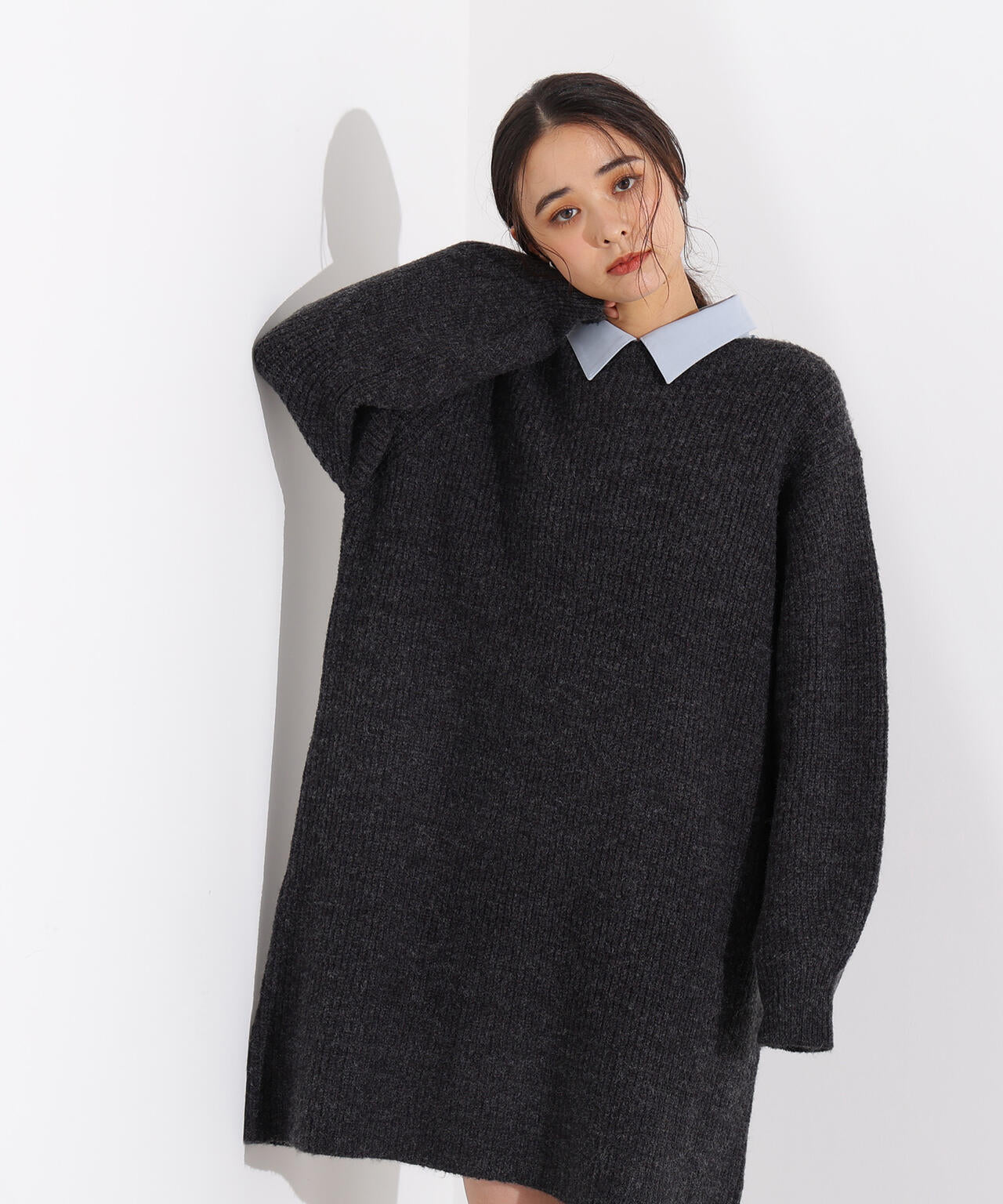 【新品】N.Natural Beauty Basic　襟付きニットワンピース N.Natural Beauty Basic ワンピース 襟付きニットワンピース