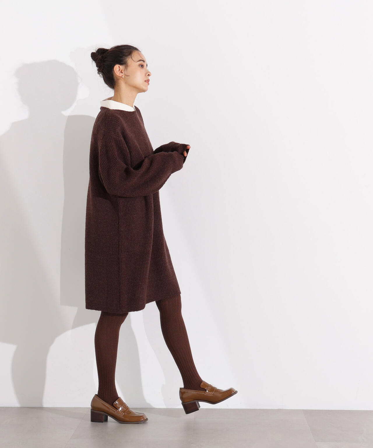 襟付ミニニットワンピース