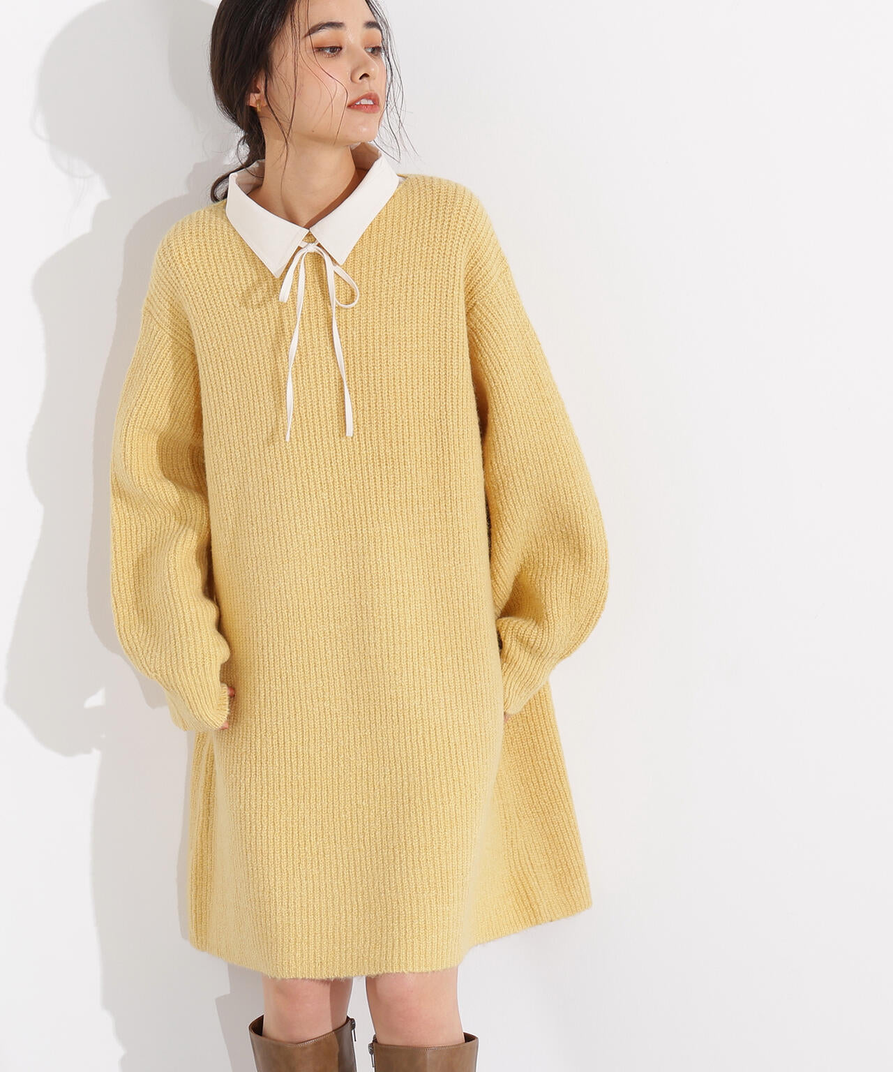 襟付ミニニットワンピース | N. Natural Beauty Basic*（エヌ