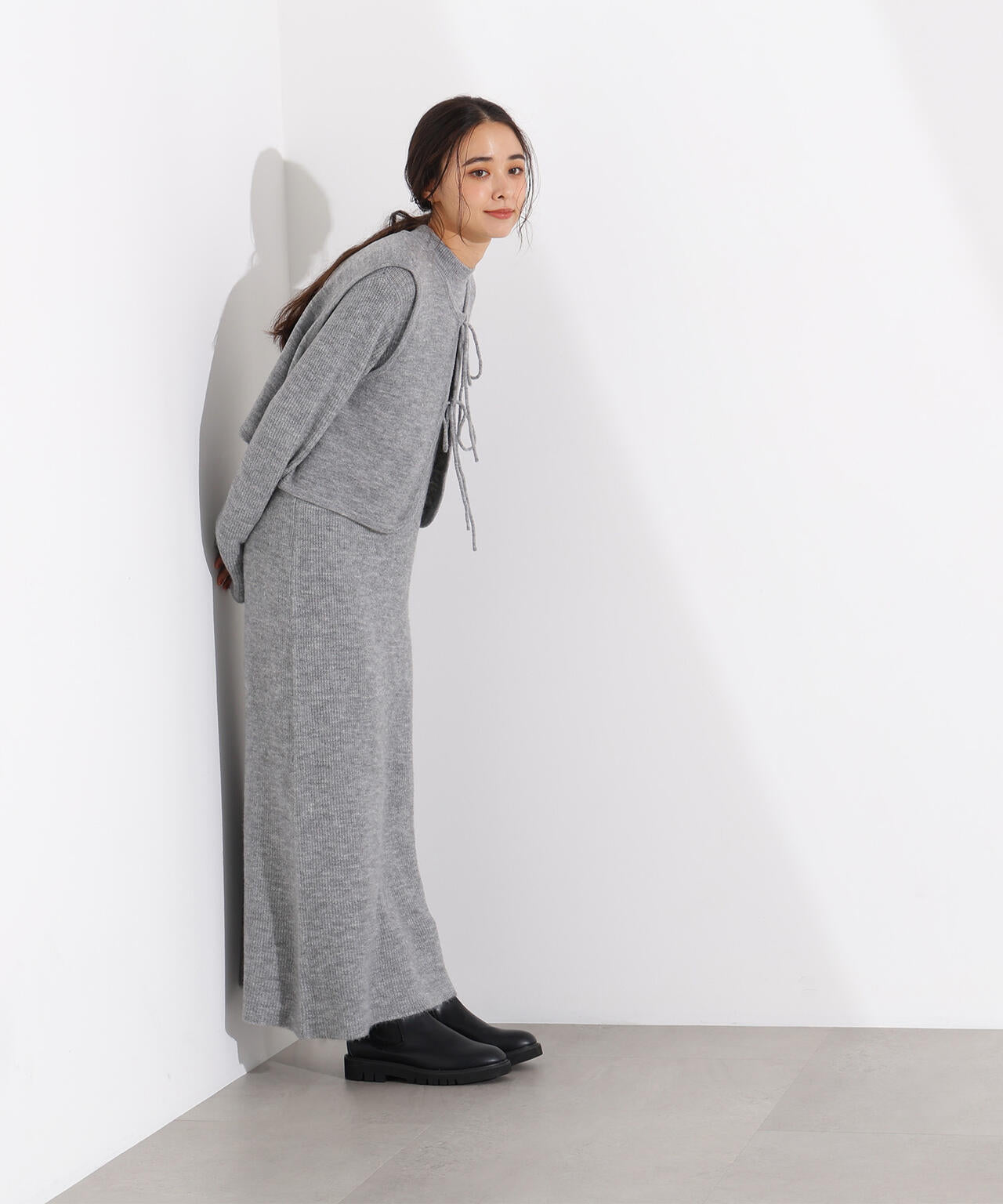 リボンニットアンサンブルワンピース