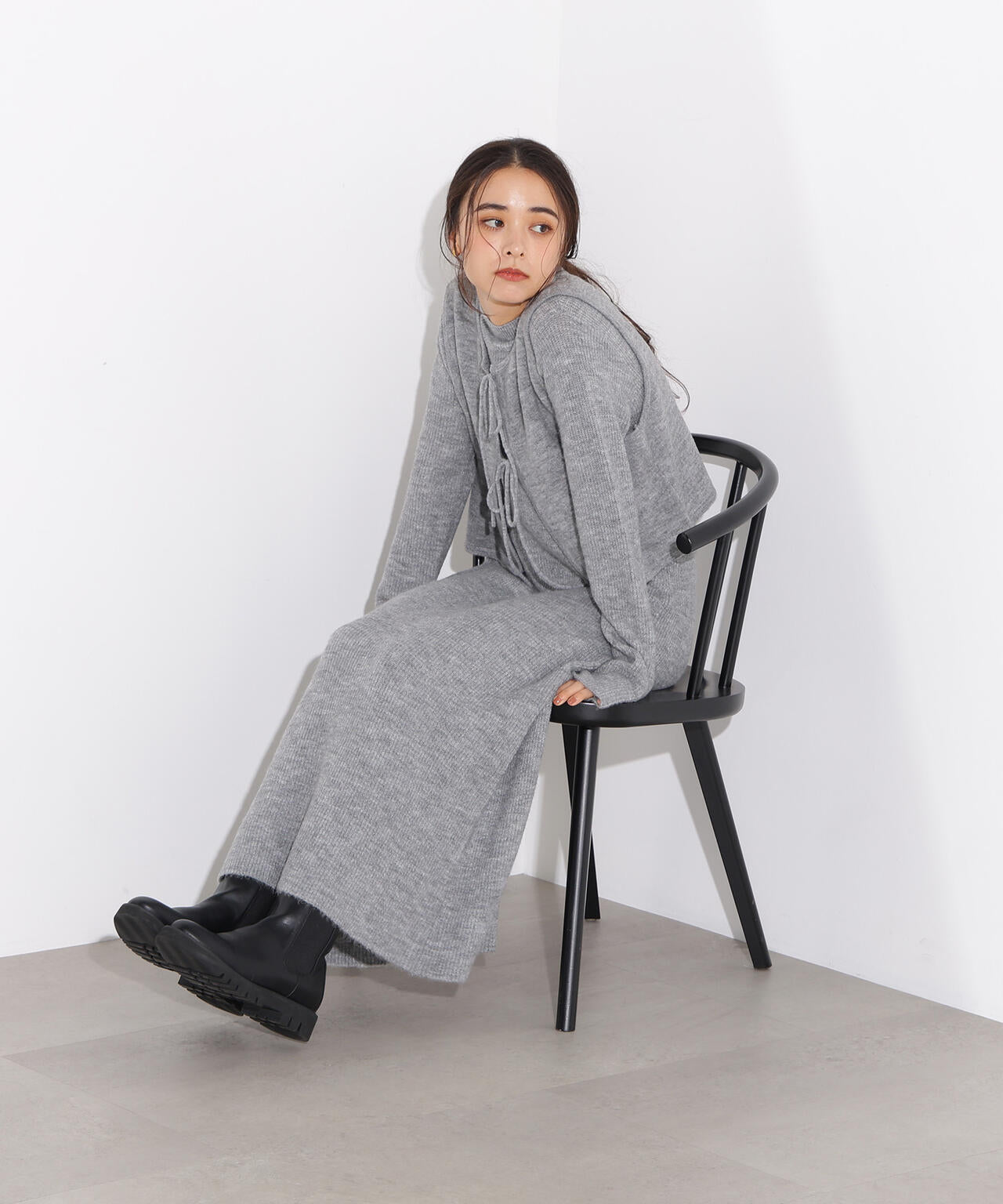 リボンニットアンサンブルワンピース