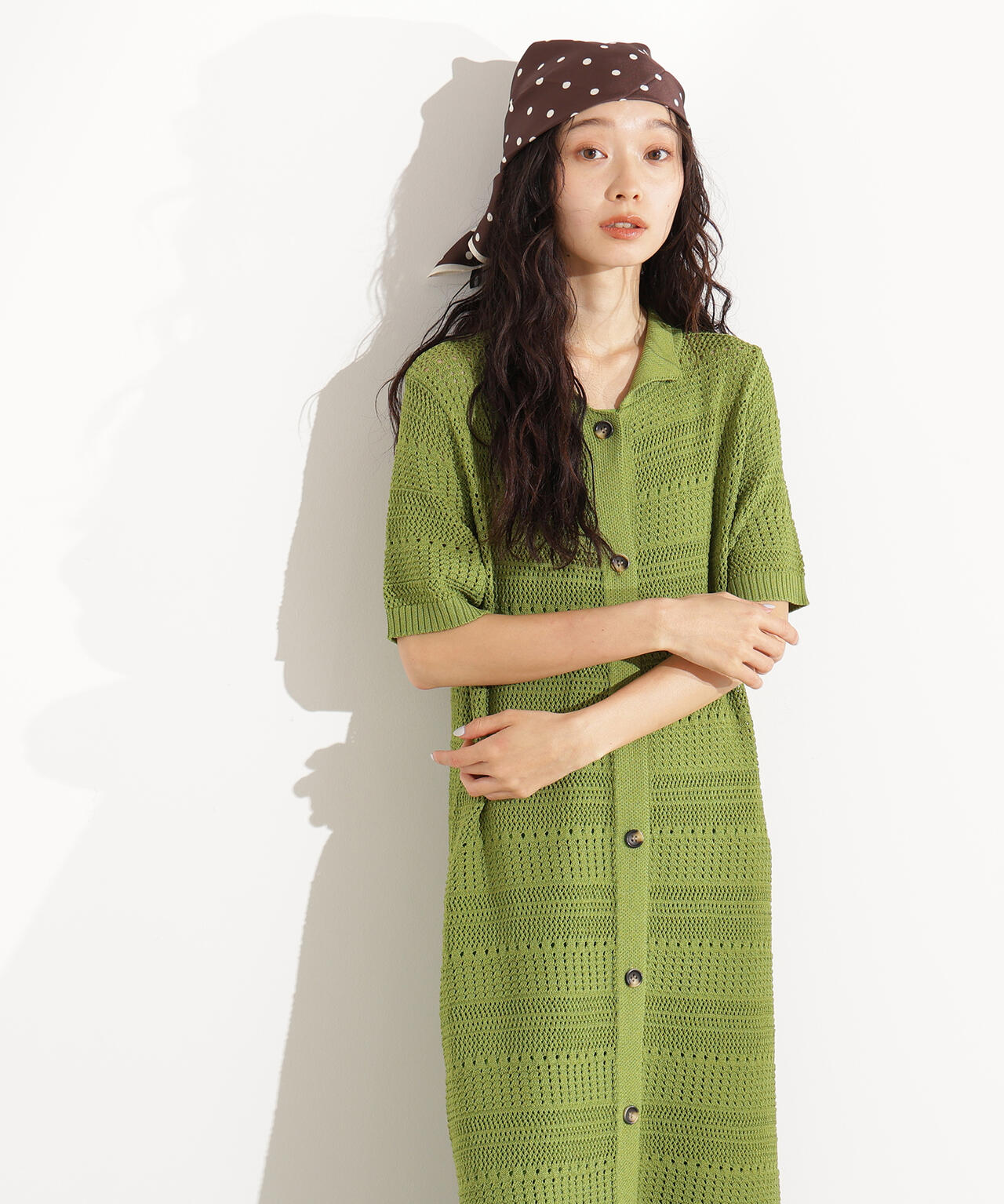 透かし編みポロニットワンピース | N. Natural Beauty Basic 透かし編みポロニットワンピース | N. Natural Beauty Basic