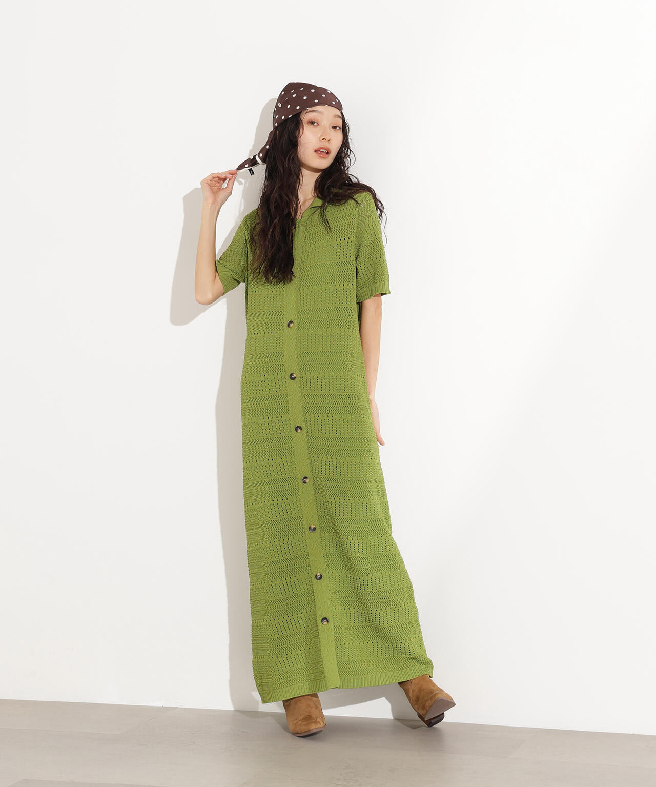 透かし編みポロニットワンピース | N. Natural Beauty Basic*（エヌ