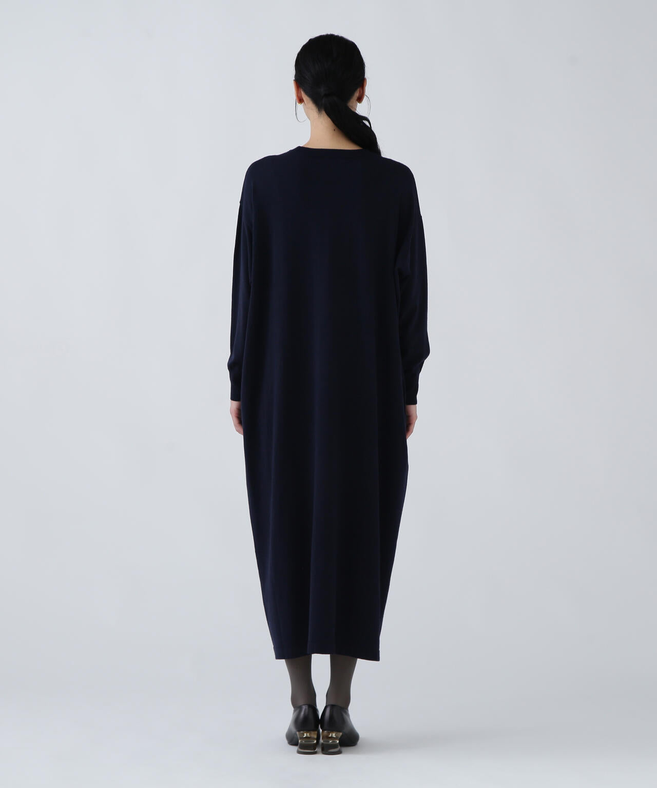 【瞬間コーデ】静電気軽減テープ使用くびれ自在ニットマキシワンピース