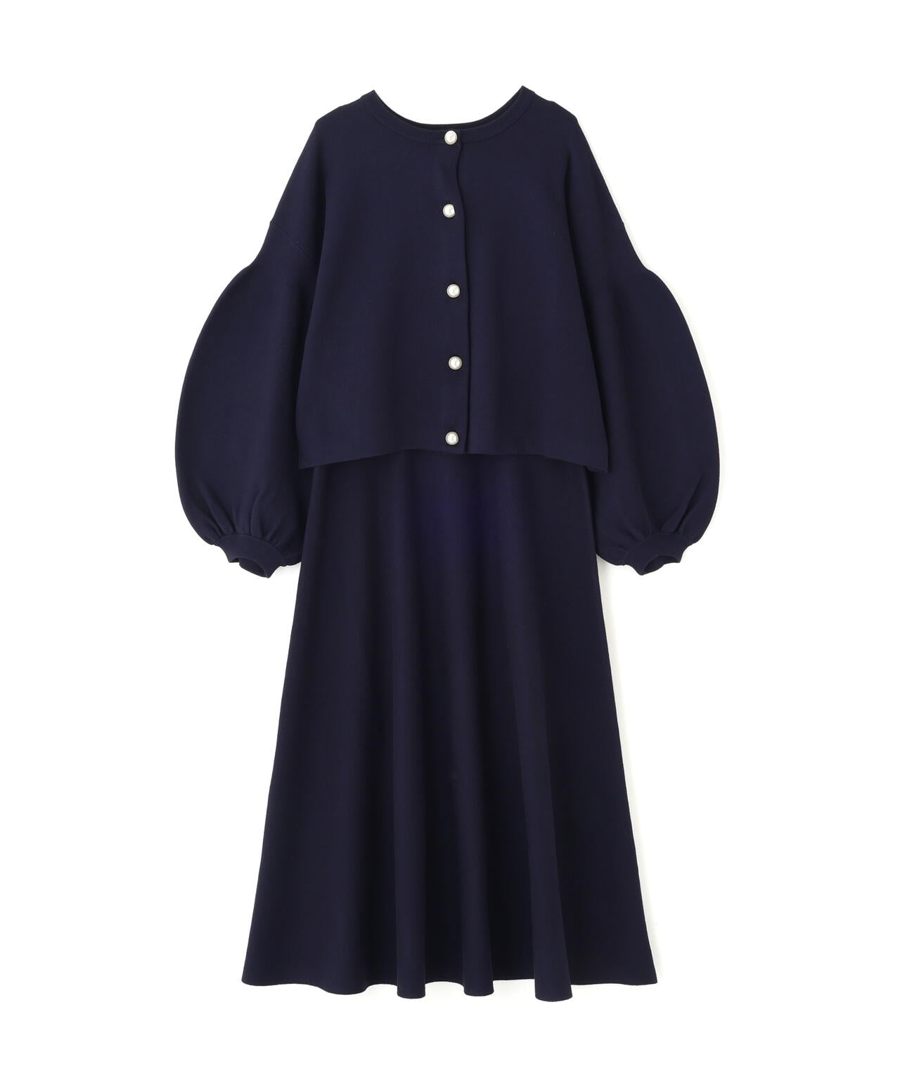 【瞬間コーデ】洗える楽ちんキレイ見え2WAYパールボタンニットアップ