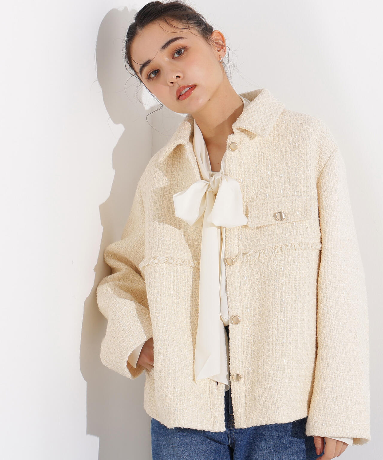 ナチュラルビューティーベーシック　ツイードジャケット　新品　定価15000円 ツイード SETUP ブルゾン | N. Natural Beauty Basic*（エヌ