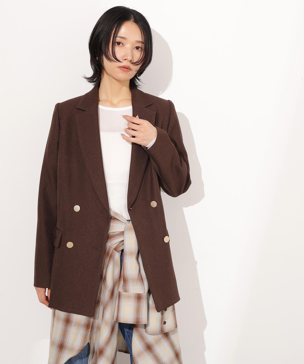 N.NBB ダブルブレストテーラードジャケット ブラウン M エヌ ナチュラルビューティーベーシック N. Natural Beauty