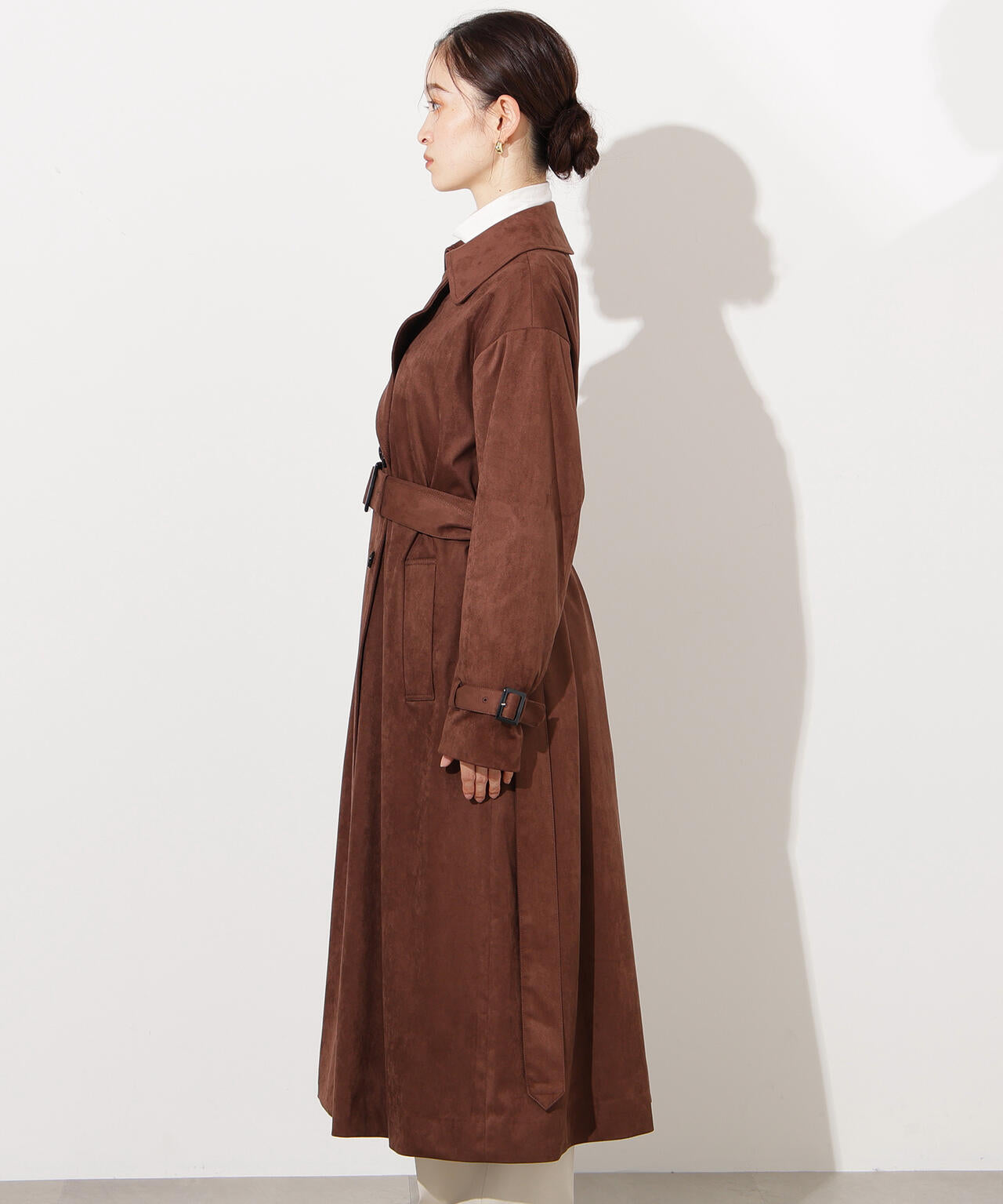 その他ブランド / コート/--/スウェード/BEG/無地 岸本セシルさん着用】フェイクスウェードロングトレンチコート | N