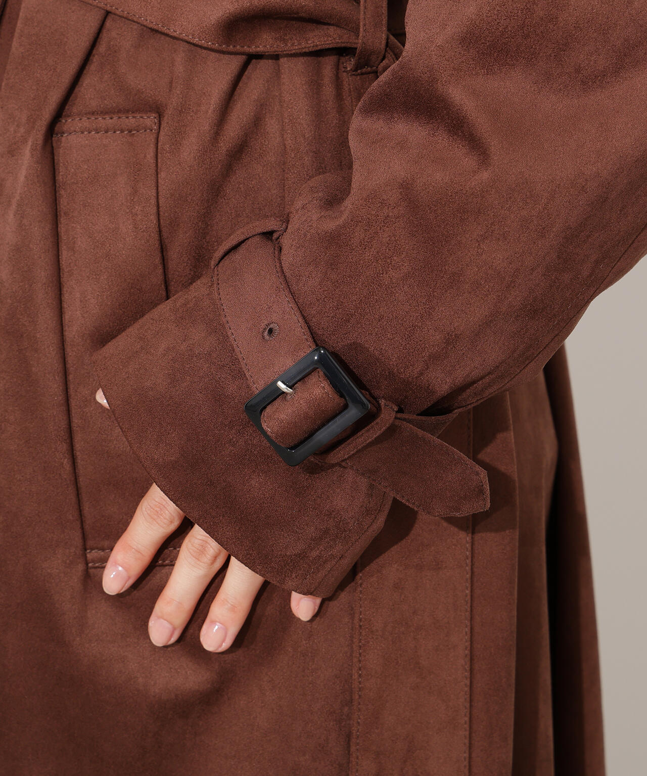 岸本セシルさん着用】フェイクスウェードロングトレンチコート | N