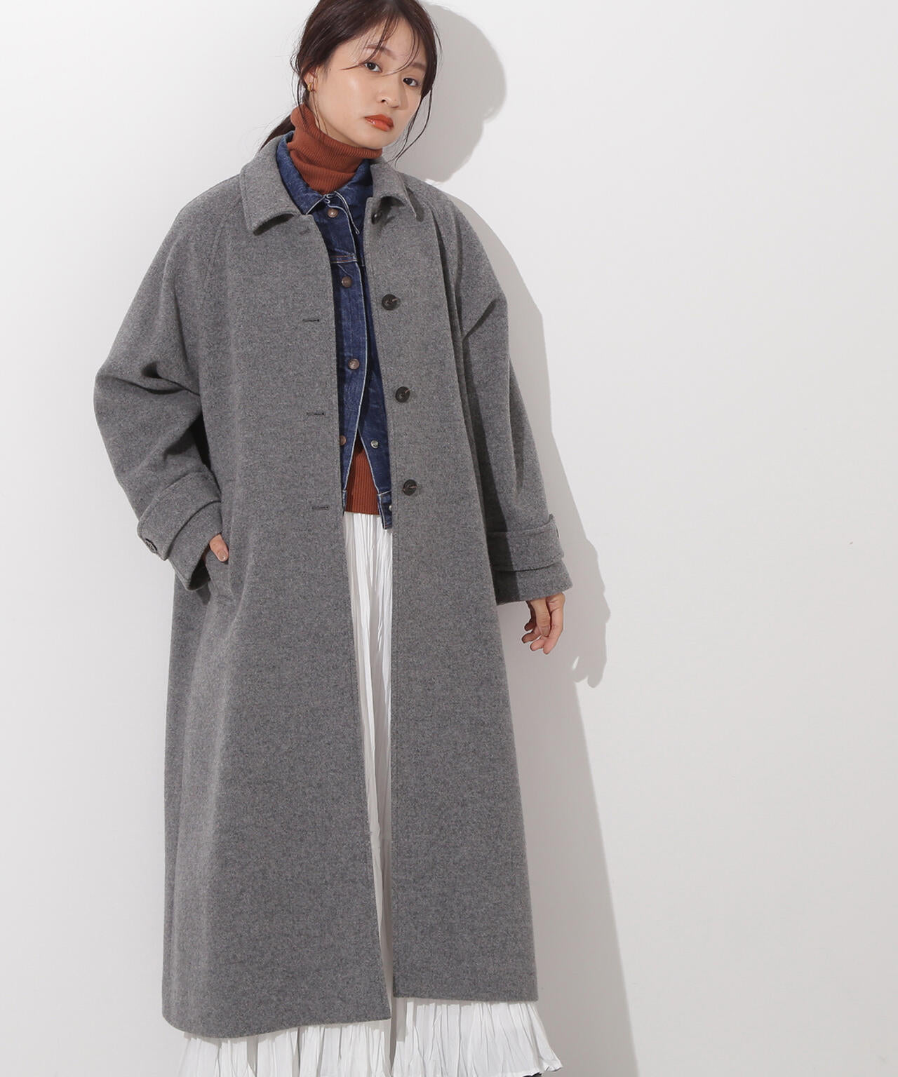 【岸本セシルさん着用】ステンカラーロングコート
