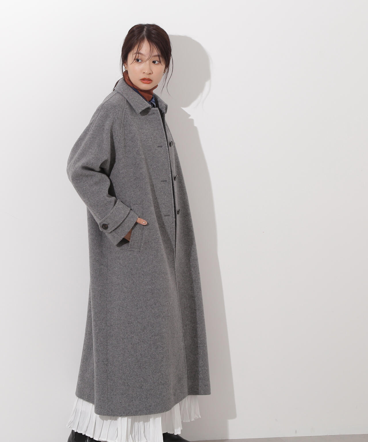 【岸本セシルさん着用】ステンカラーロングコート