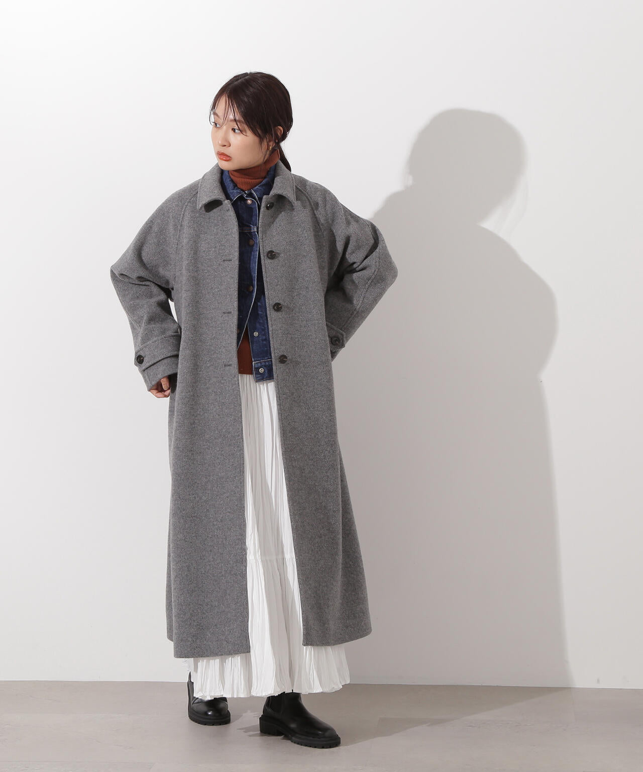 【岸本セシルさん着用】ステンカラーロングコート