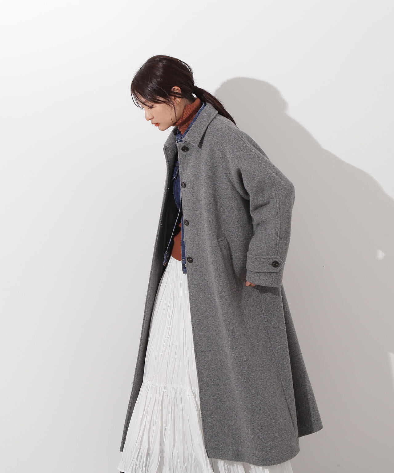 【岸本セシルさん着用】ステンカラーロングコート