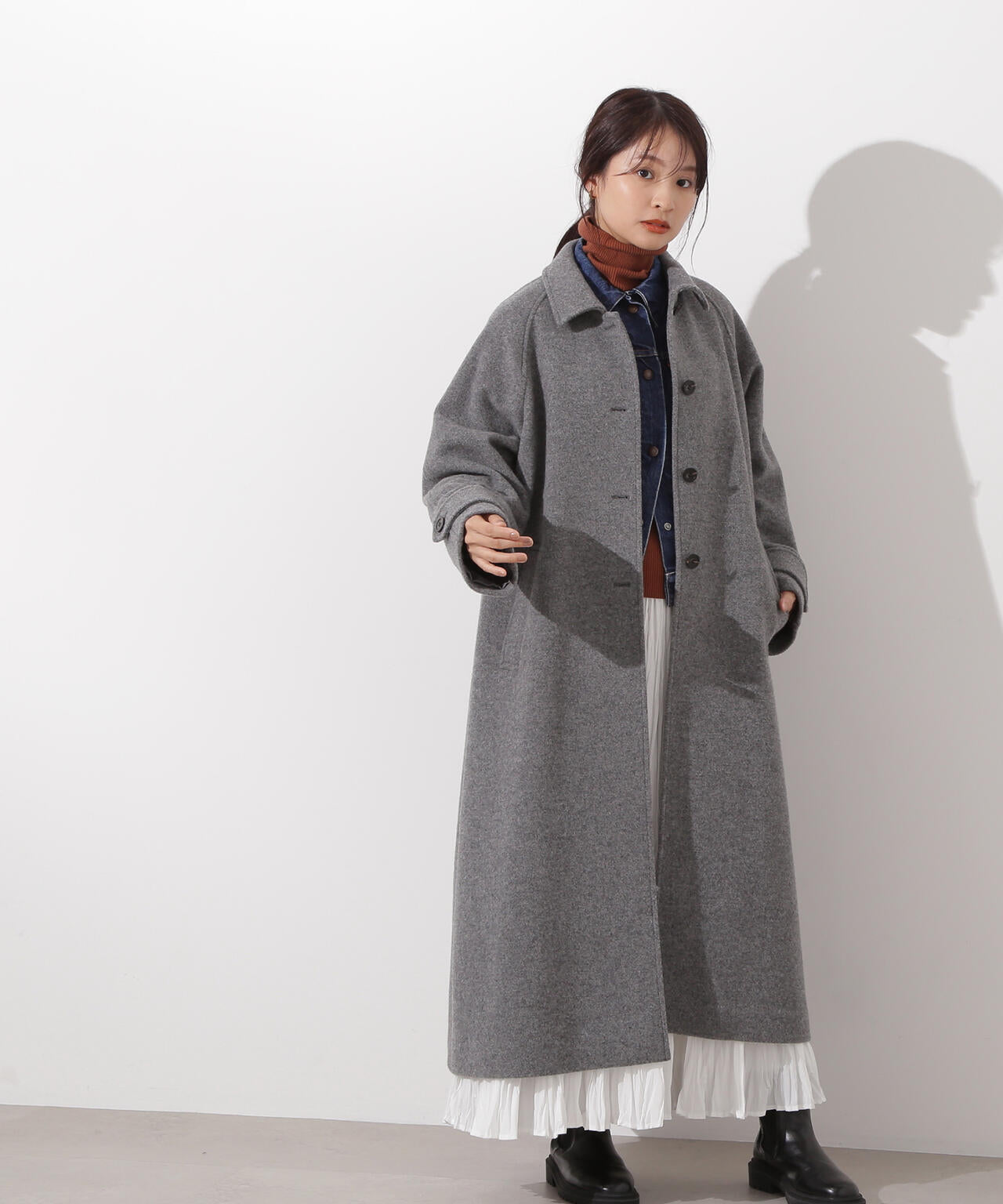 【岸本セシルさん着用】ステンカラーロングコート