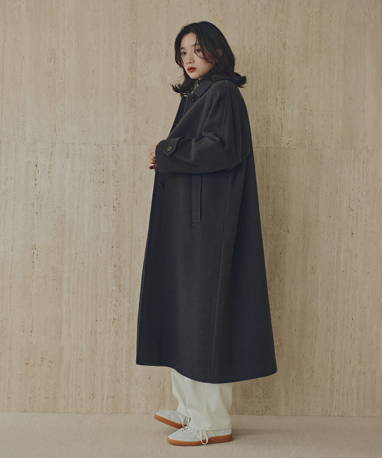【岸本セシルさん着用】ステンカラーロングコート
