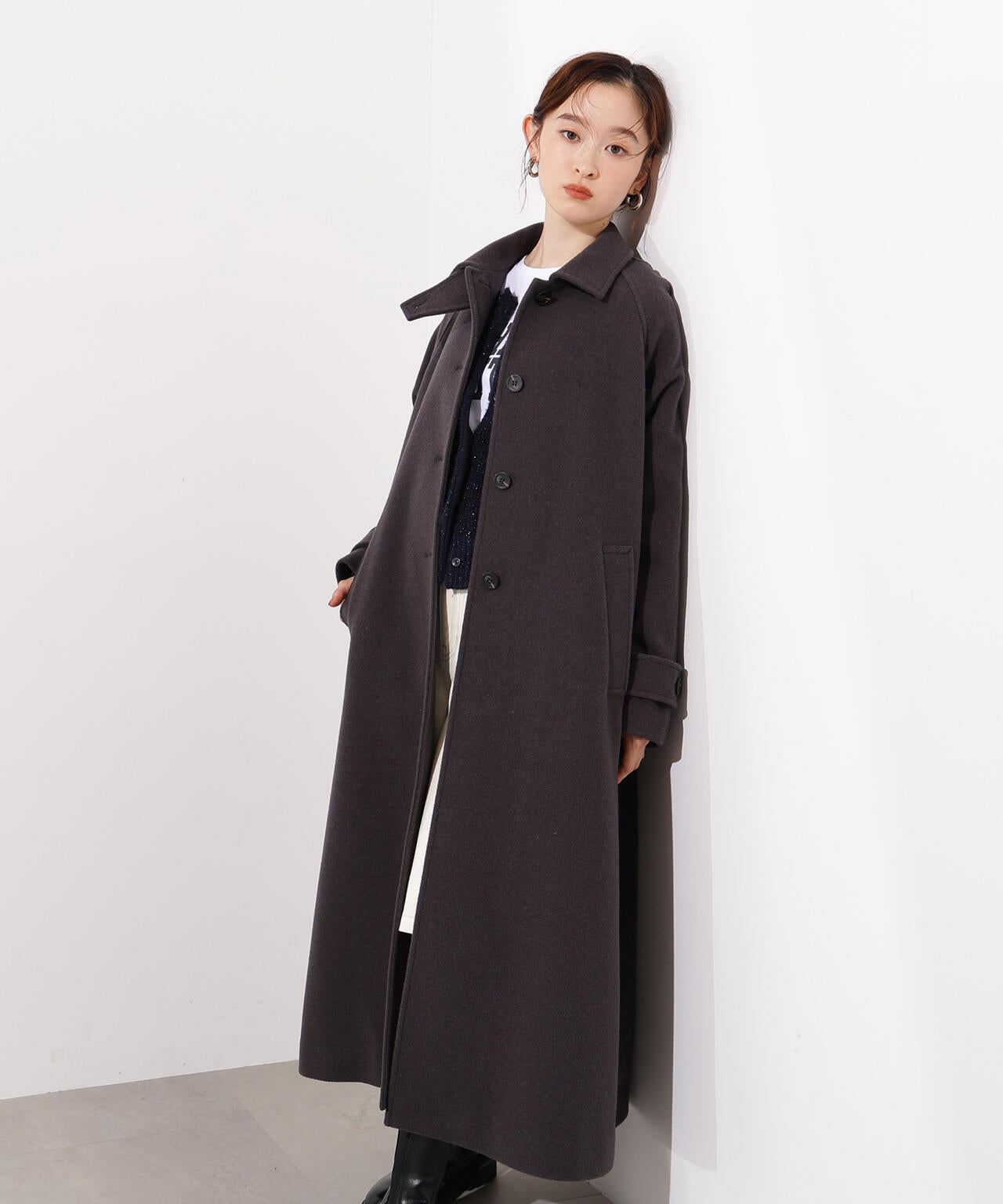【岸本セシルさん着用】ステンカラーロングコート