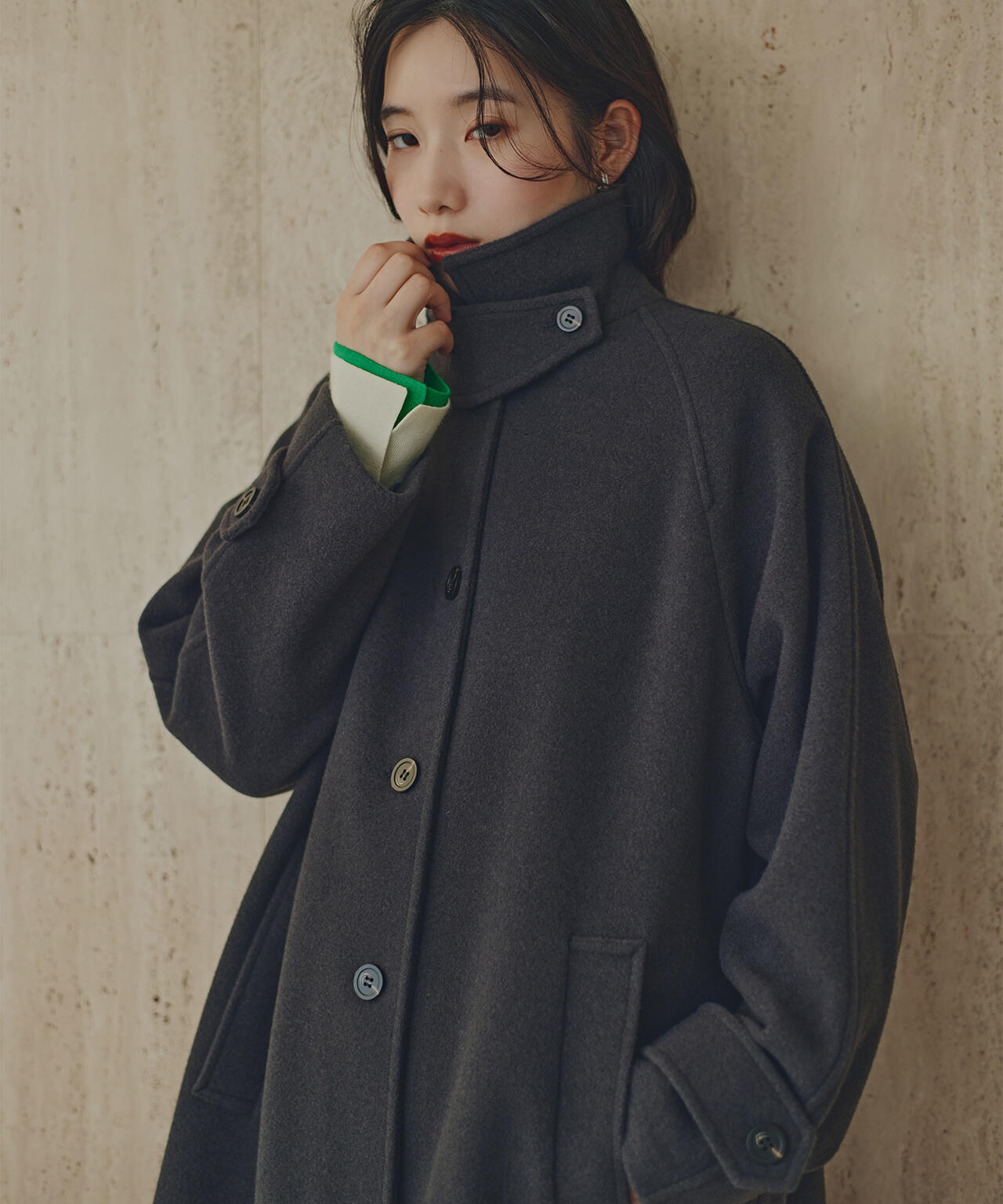 【岸本セシルさん着用】ステンカラーロングコート