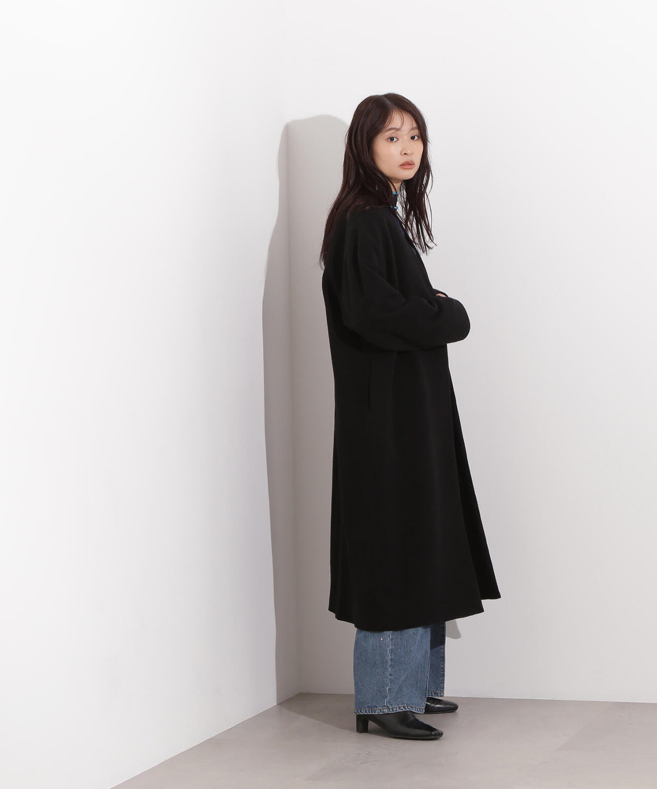 カラーレスロングコート