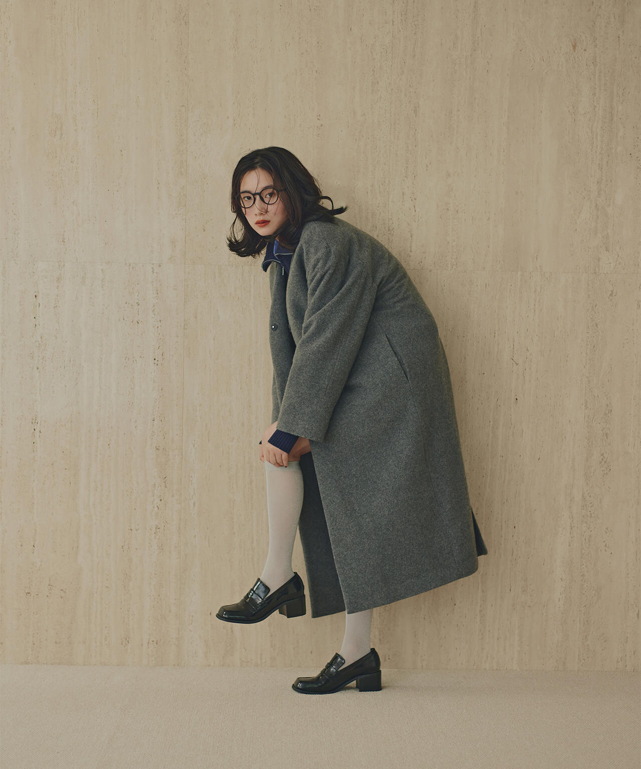 カラーレスロングコート