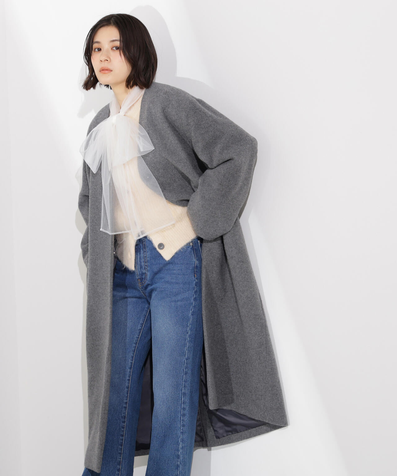 専用出品です。 ナチュラルビューティー グレー 系カシミヤ100ロングコート 専用出品です。 ナチュラルビューティー グレー 系カシミヤ100ロングコート