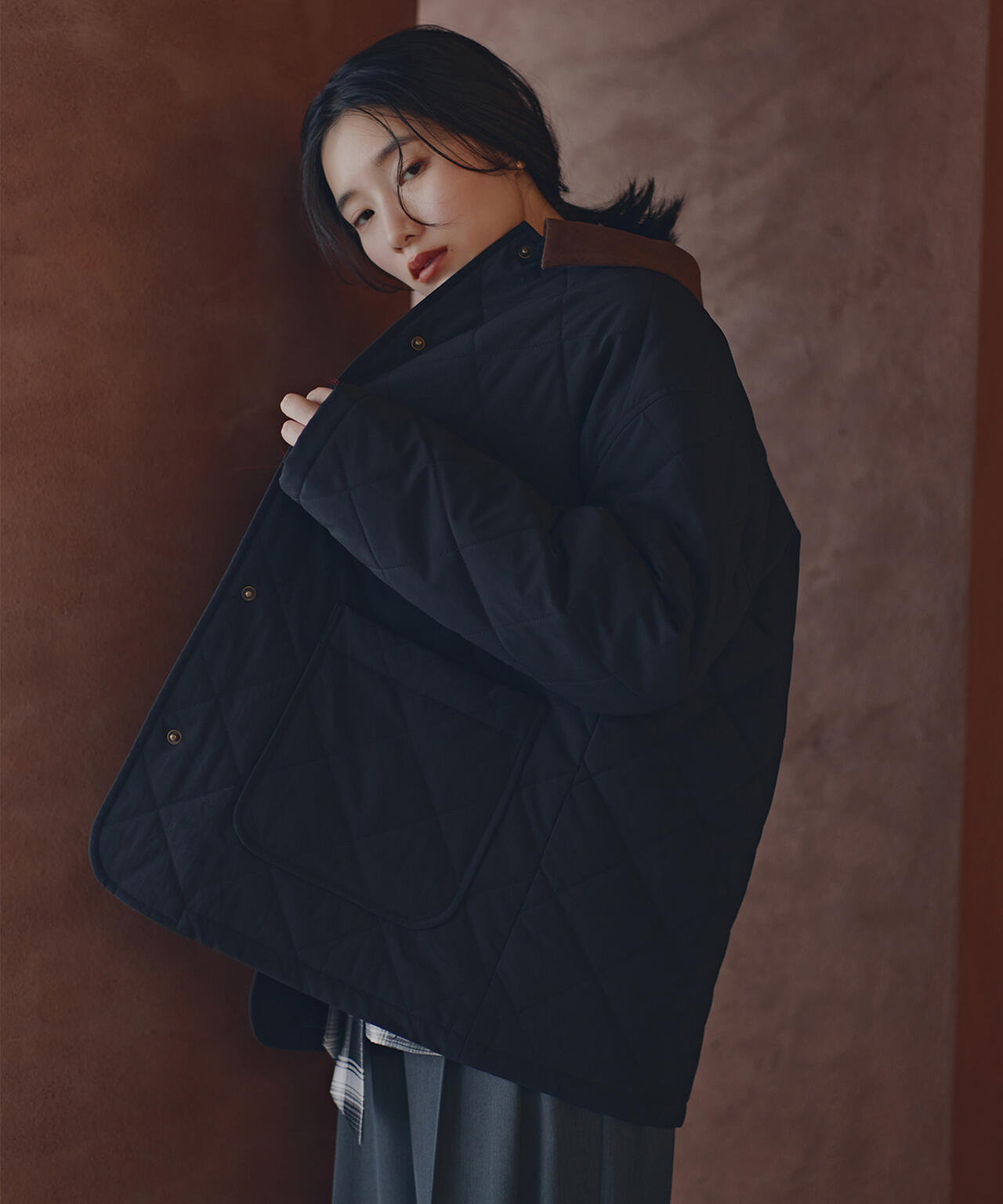 岸本セシルさん着用】バイカラーキルティングブルゾン | N. Natural