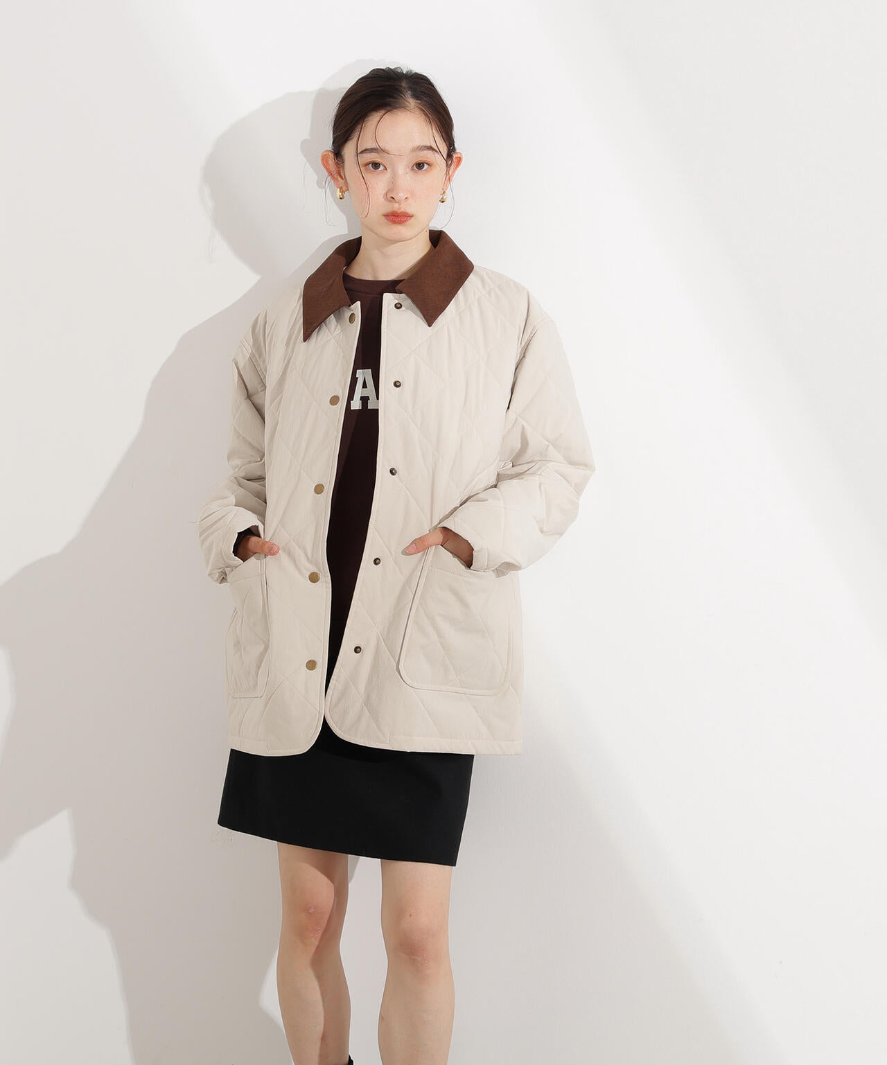 岸本セシルさん着用】バイカラーキルティングブルゾン | N