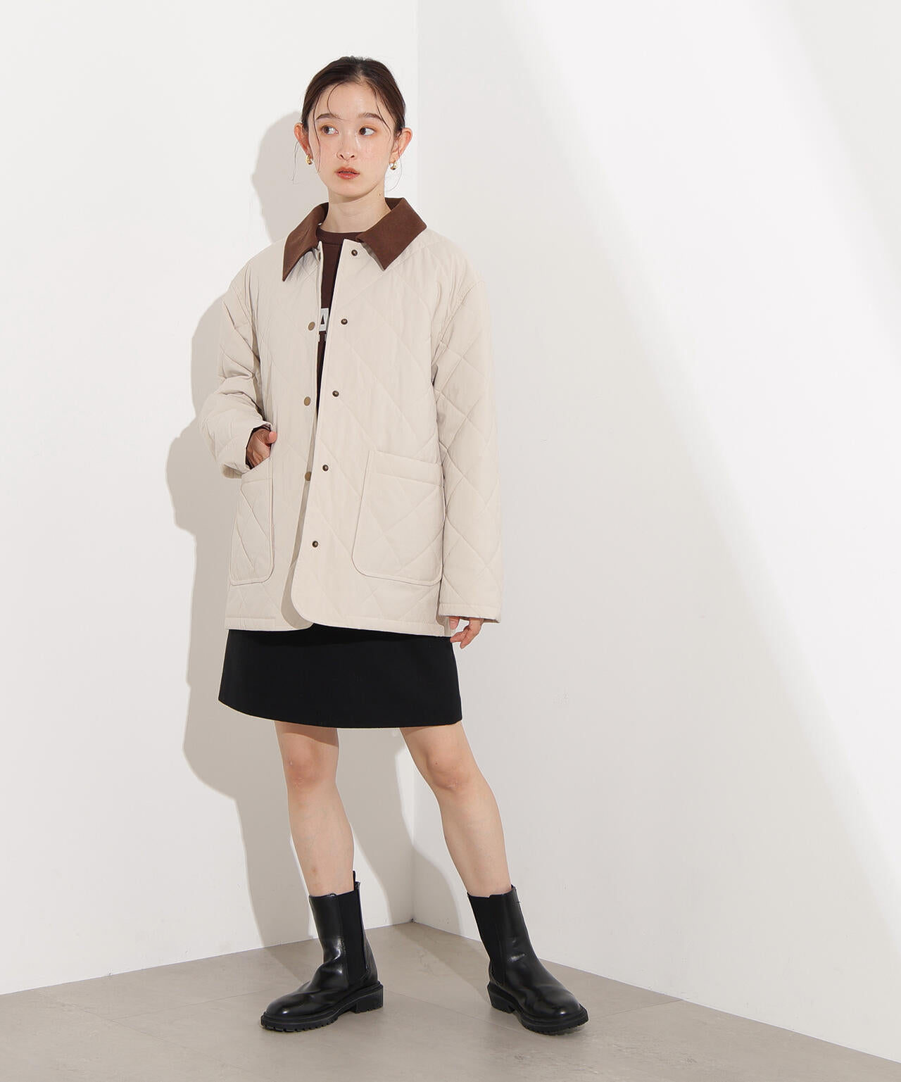 バイカラーキルティング中綿コート バイカラーキルティングブルゾン | N. Natural Beauty Basic