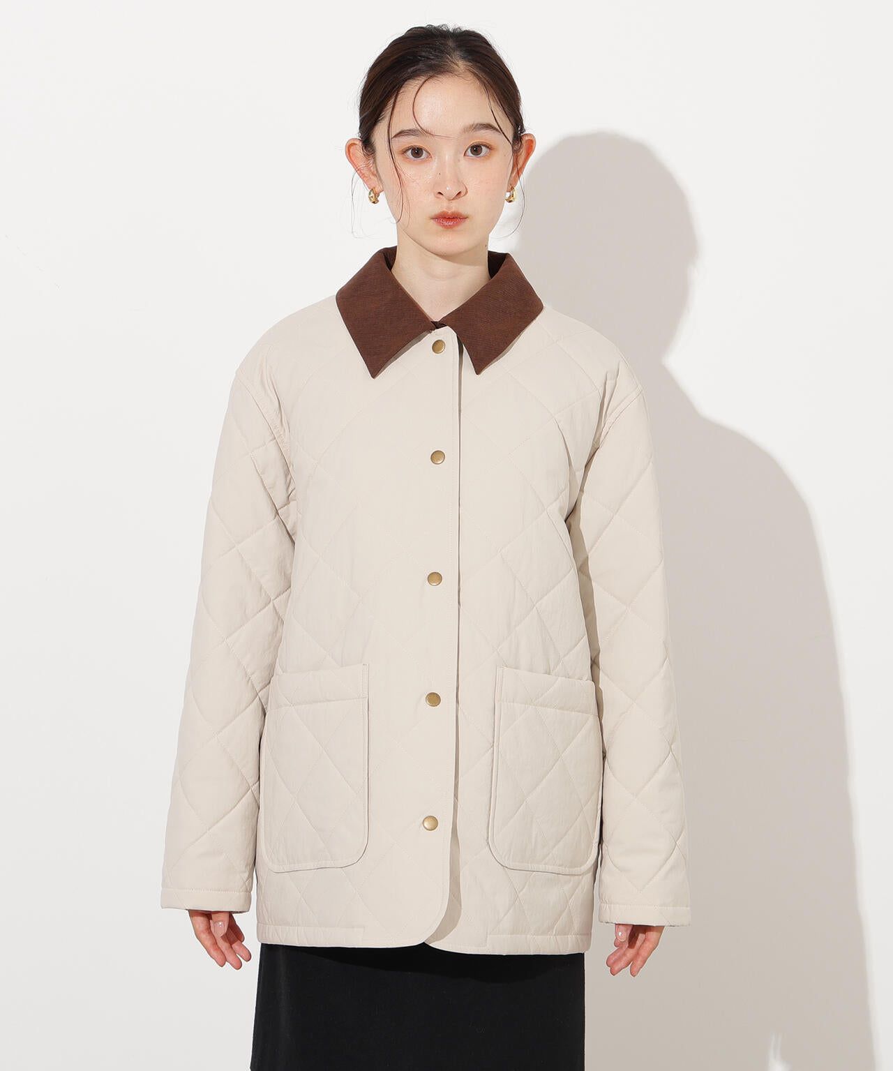 岸本セシルさん着用】バイカラーキルティングブルゾン | N. Natural