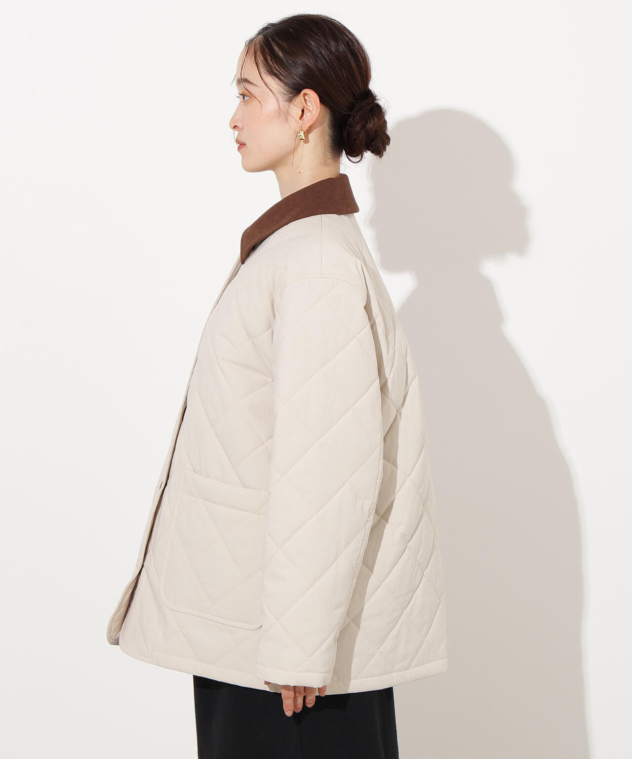 岸本セシルさん着用】バイカラーキルティングブルゾン | N. Natural