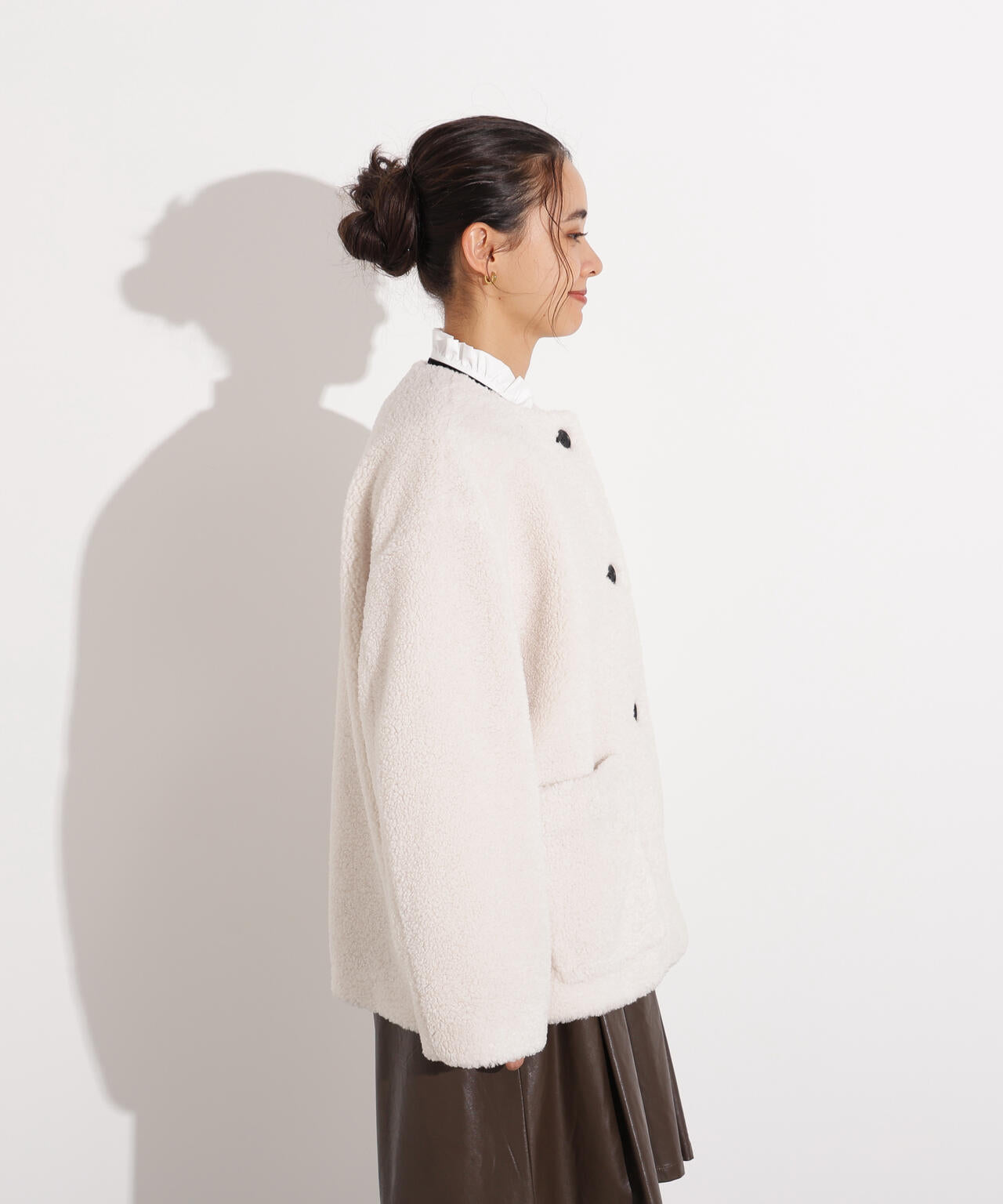 岸本セシルさん着用】ノーカラーボアブルゾン | N. Natural Beauty