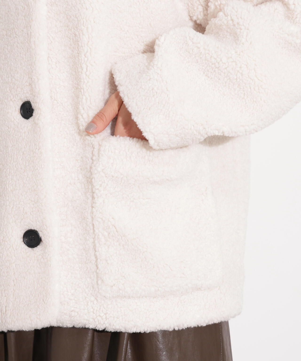 【岸本セシルさん着用】ノーカラーボアブルゾン