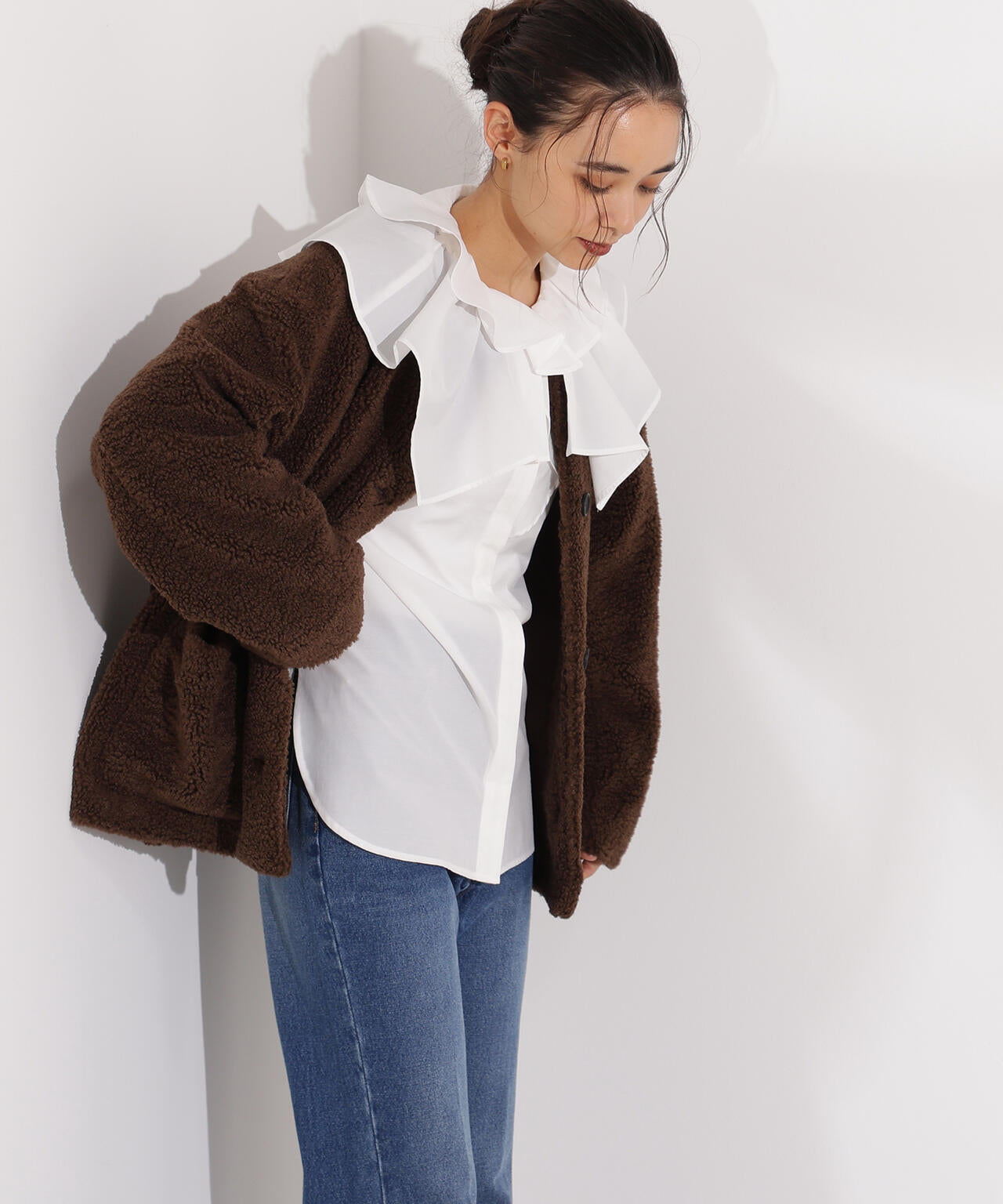 岸本セシルさん着用】ノーカラーボアブルゾン | N. Natural Beauty