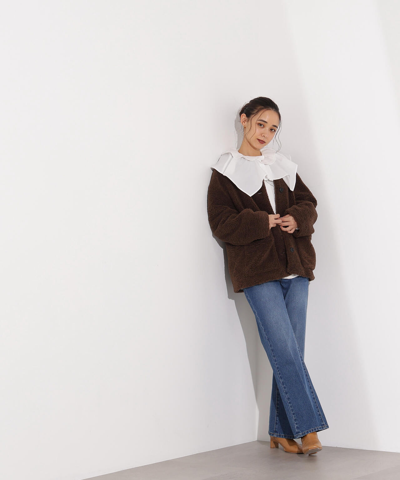 【岸本セシルさん着用】ノーカラーボアブルゾン