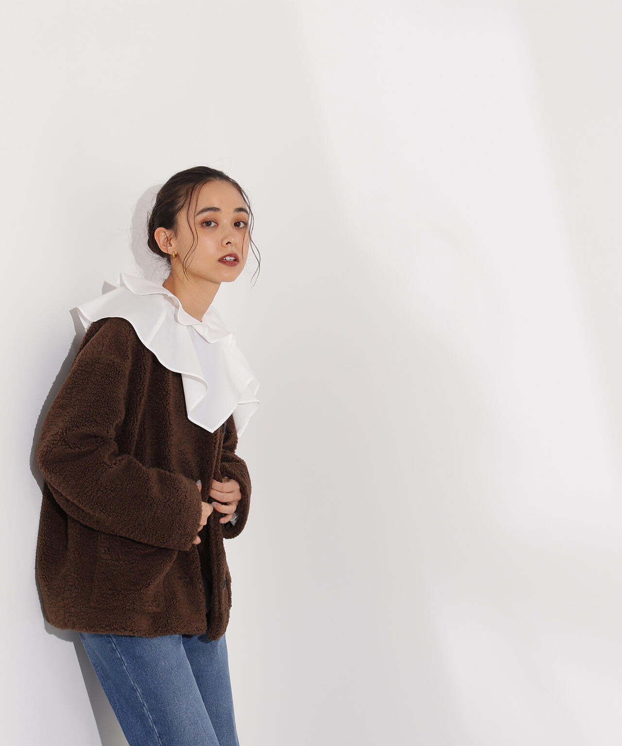 岸本セシルさん着用】ノーカラーボアブルゾン | N. Natural Beauty