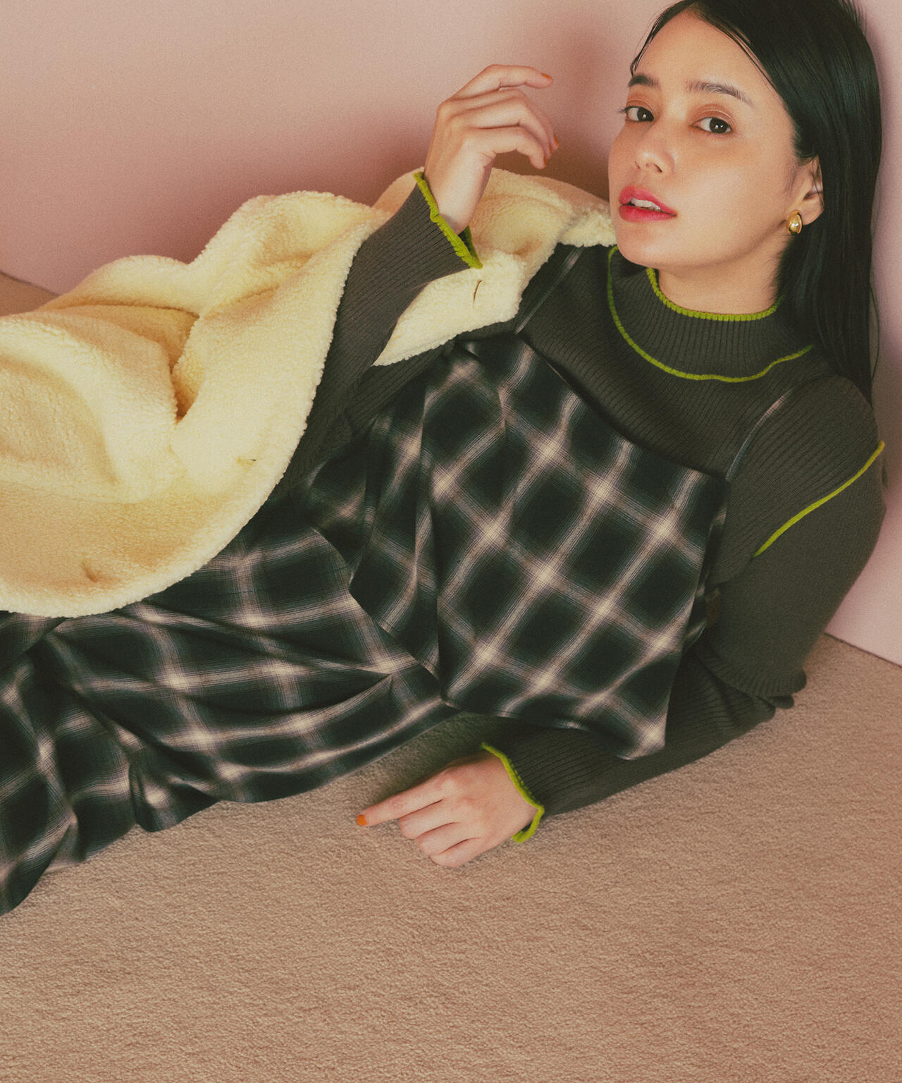 岸本セシルさん着用】ノーカラーボアブルゾン | N. Natural