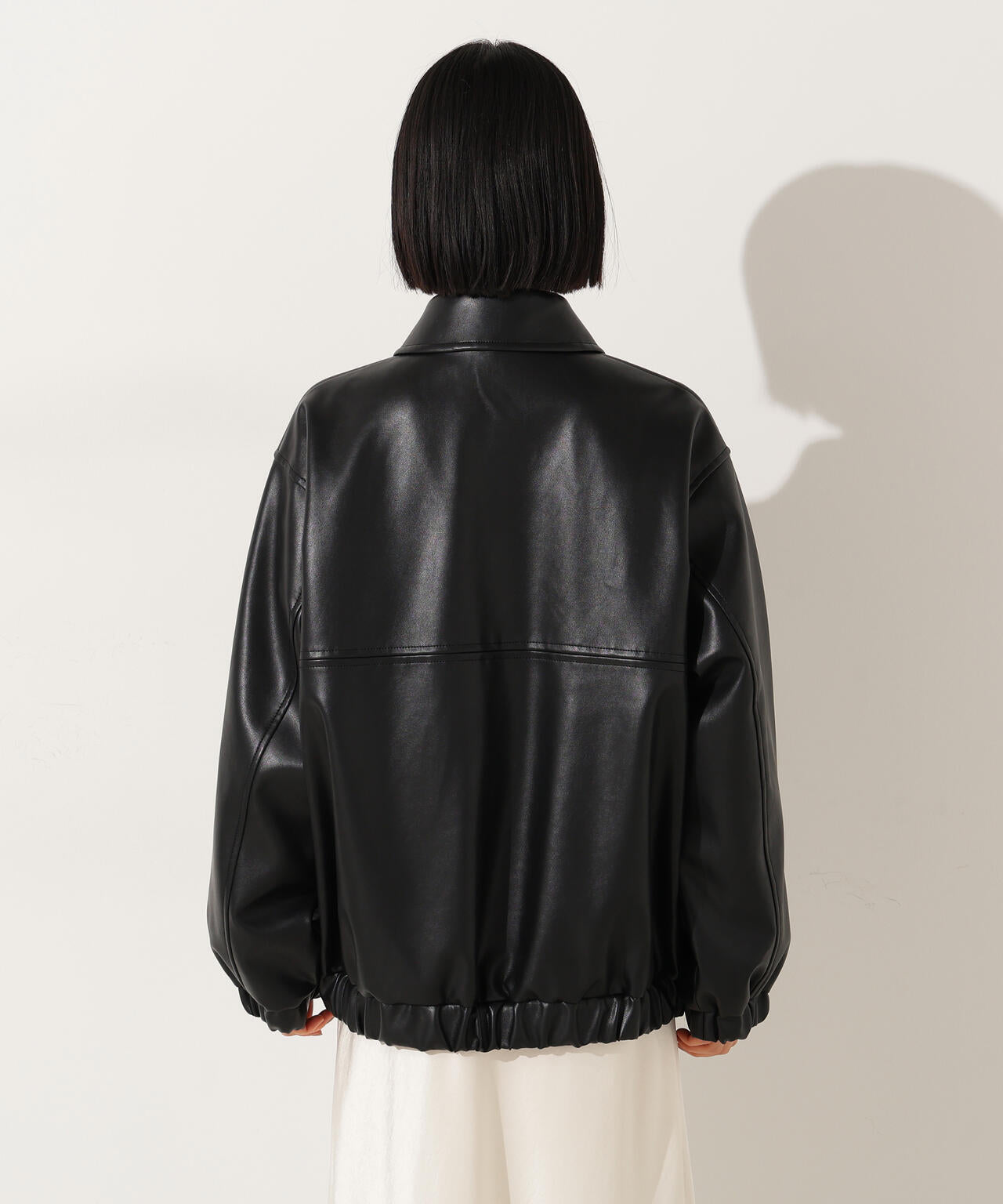 フェイクレザーステンカラーブルゾン