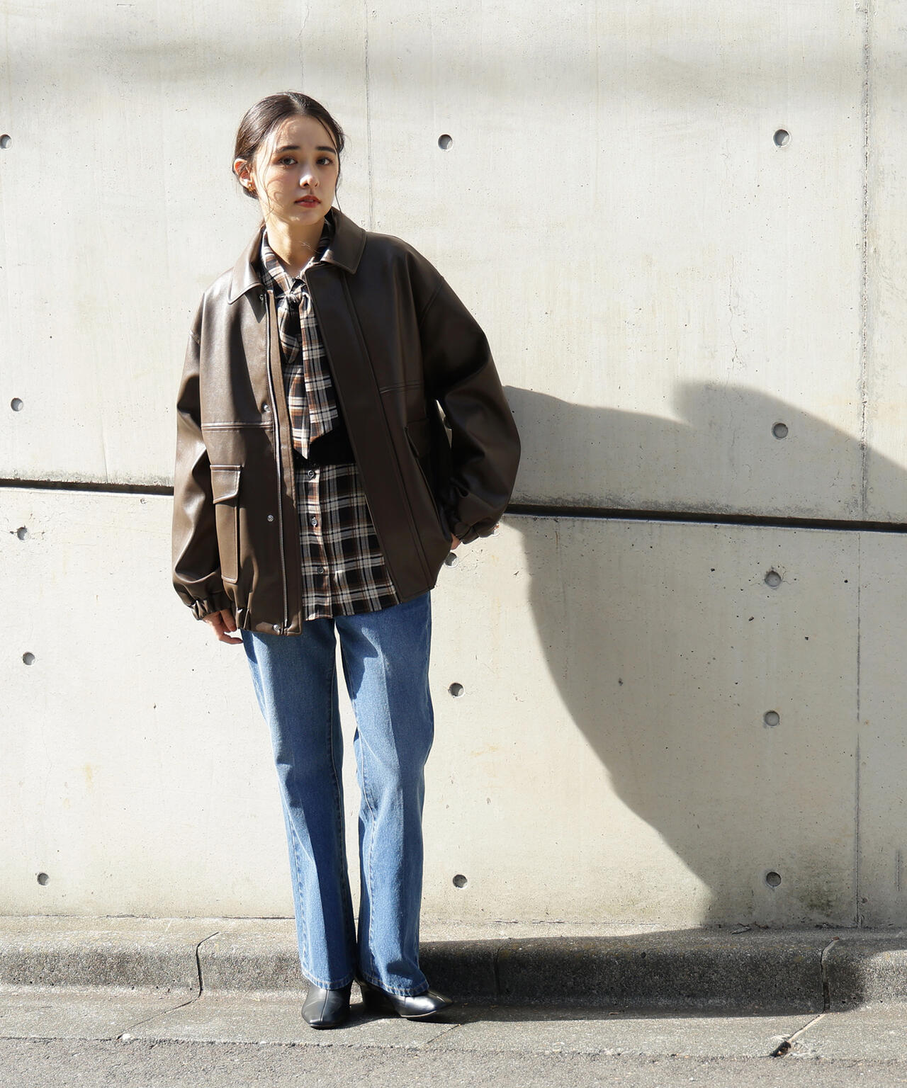 フェイクレザーステンカラーブルゾン | N. Natural Beauty Basic