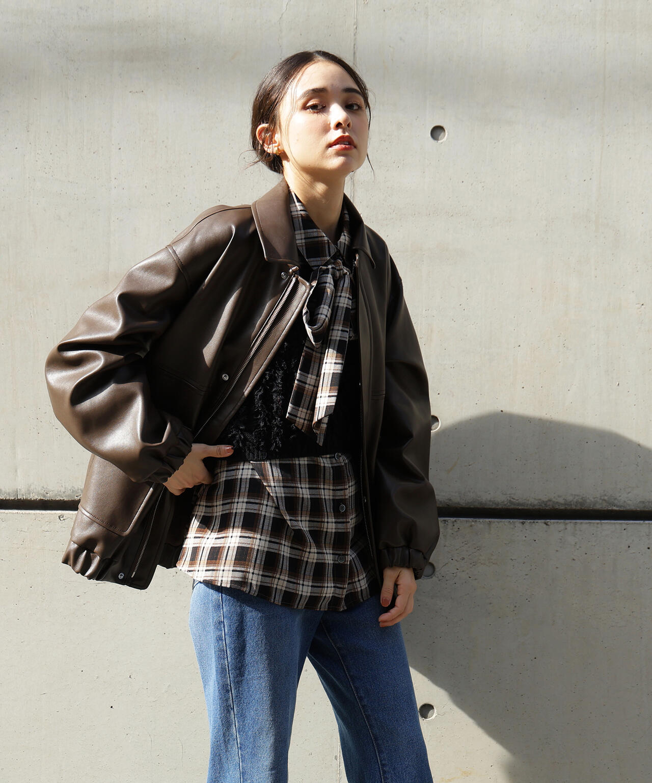 フェイクレザーステンカラーブルゾン | N. Natural Beauty Basic