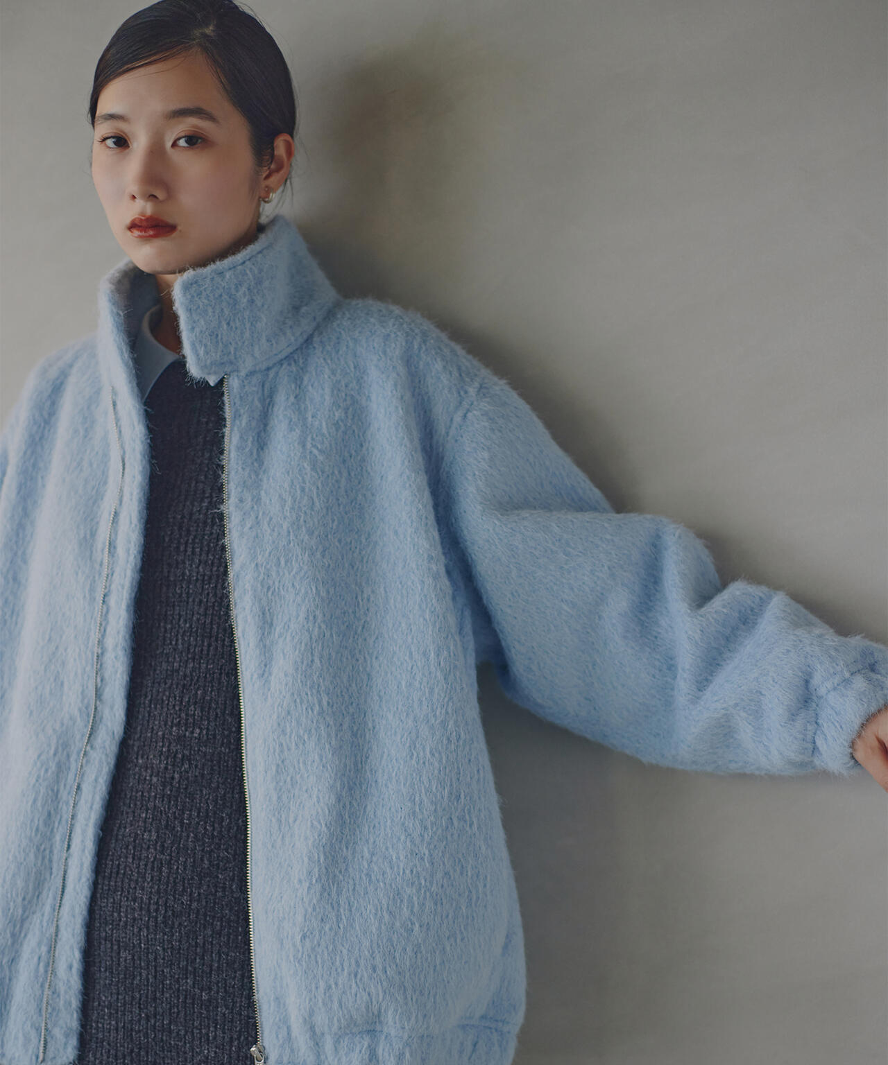 apart by　モヘヤシャギーブルゾン　ブルー 楽天市場】【SALE／38%OFF】モヘヤシャギーブルゾン A part by