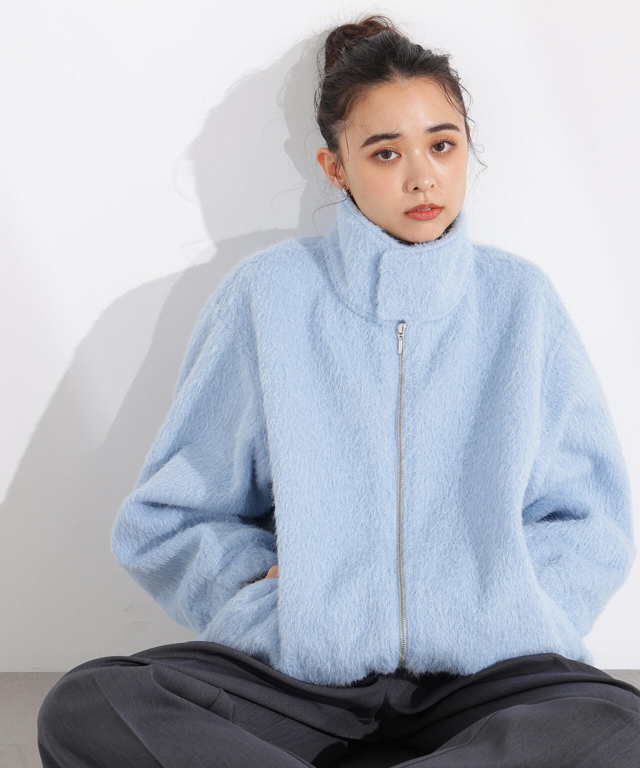 スタンドネックシャギーブルゾン