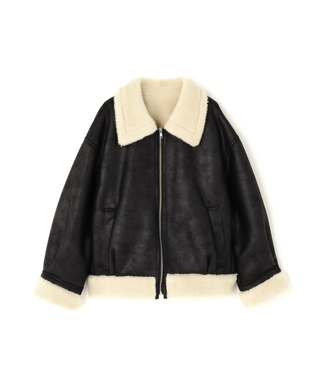 岸本セシルさん着用】フェイクムートンボアブルゾン | N. Natural