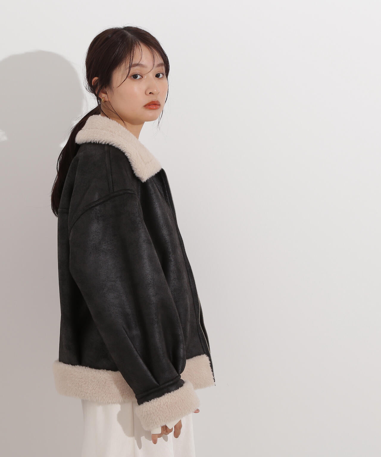 【岸本セシルさん着用】フェイクムートンボアブルゾン