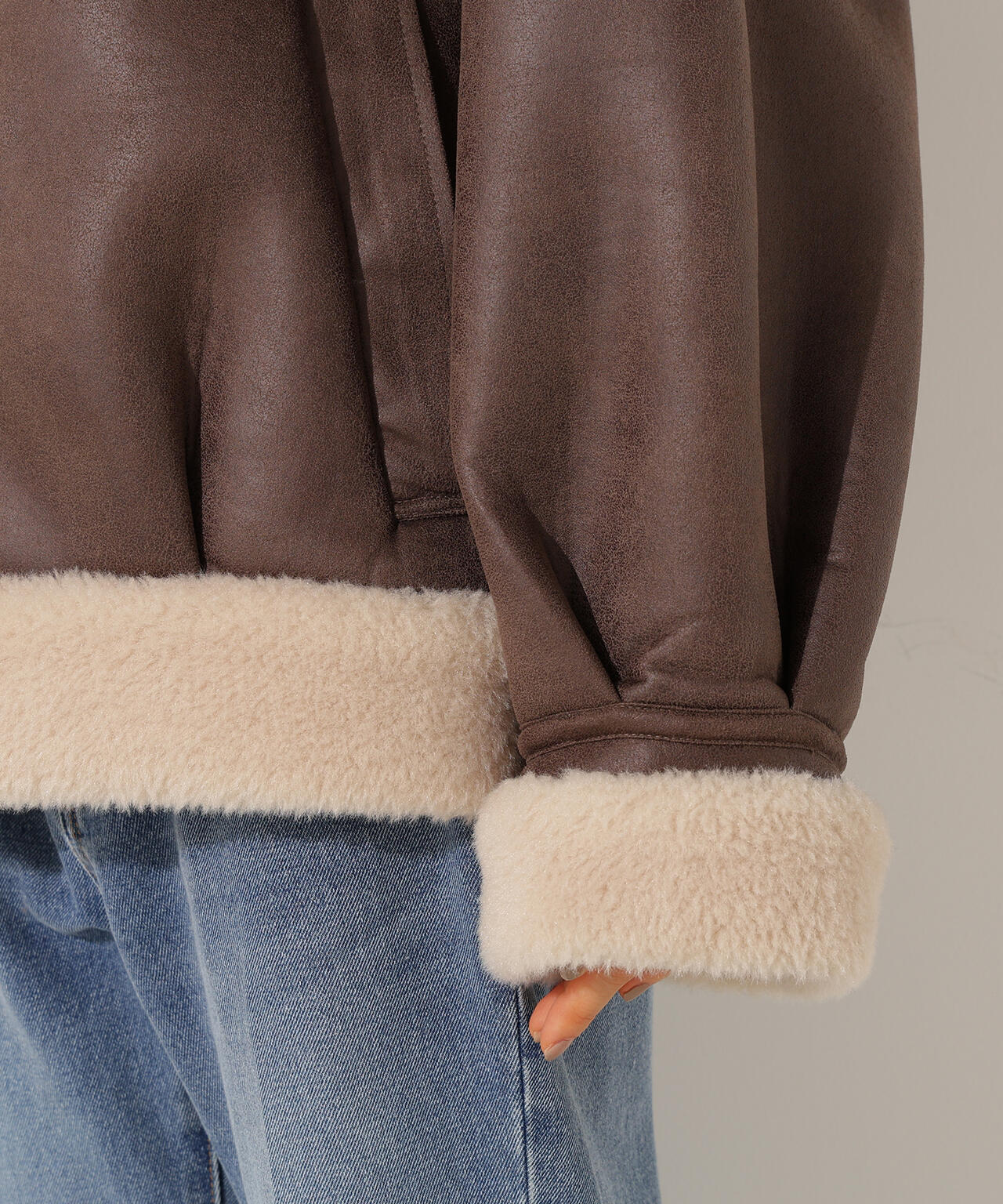 【岸本セシルさん着用】フェイクムートンボアブルゾン