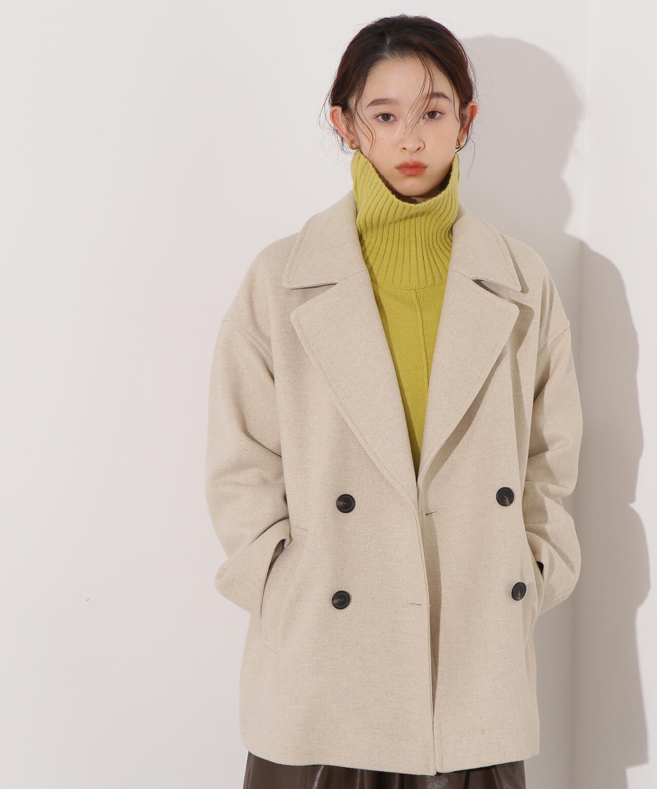 ミドルPコート《ブラウン×ゴールドボタン：LUMINE・LUCUA・official site限定》