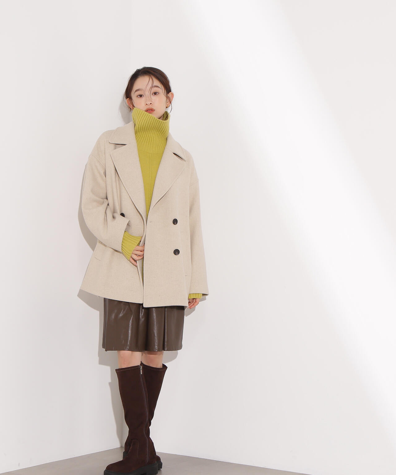 ミドルPコート《ブラウン×ゴールドボタン：LUMINE・LUCUA・official site限定》