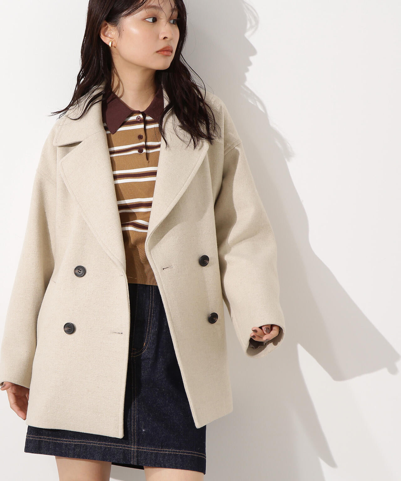 ミドルPコート《ブラウン×ゴールドボタン：LUMINE・LUCUA・official site限定》