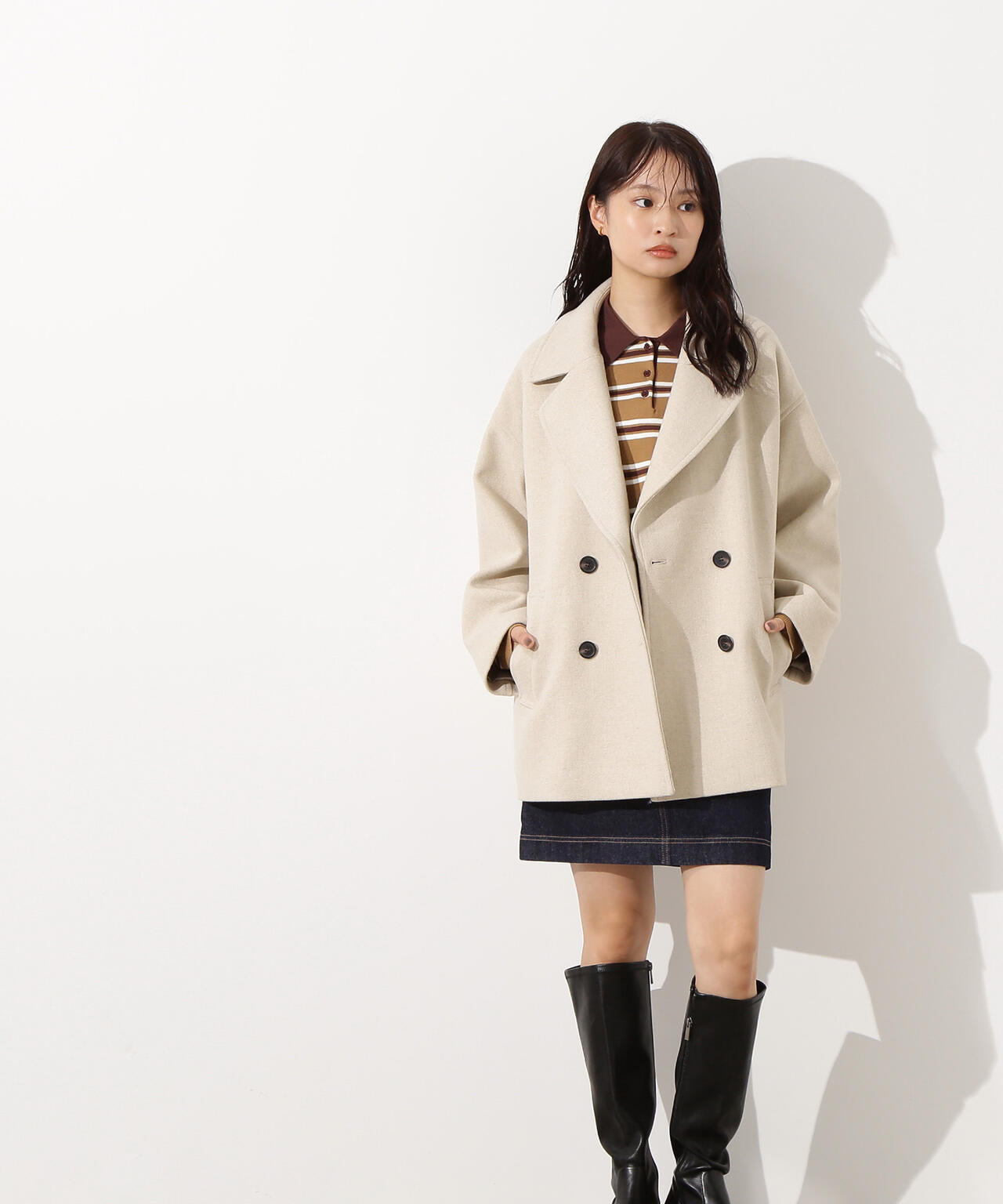 ミドルPコート《ブラウン×ゴールドボタン：LUMINE・LUCUA・official site限定》