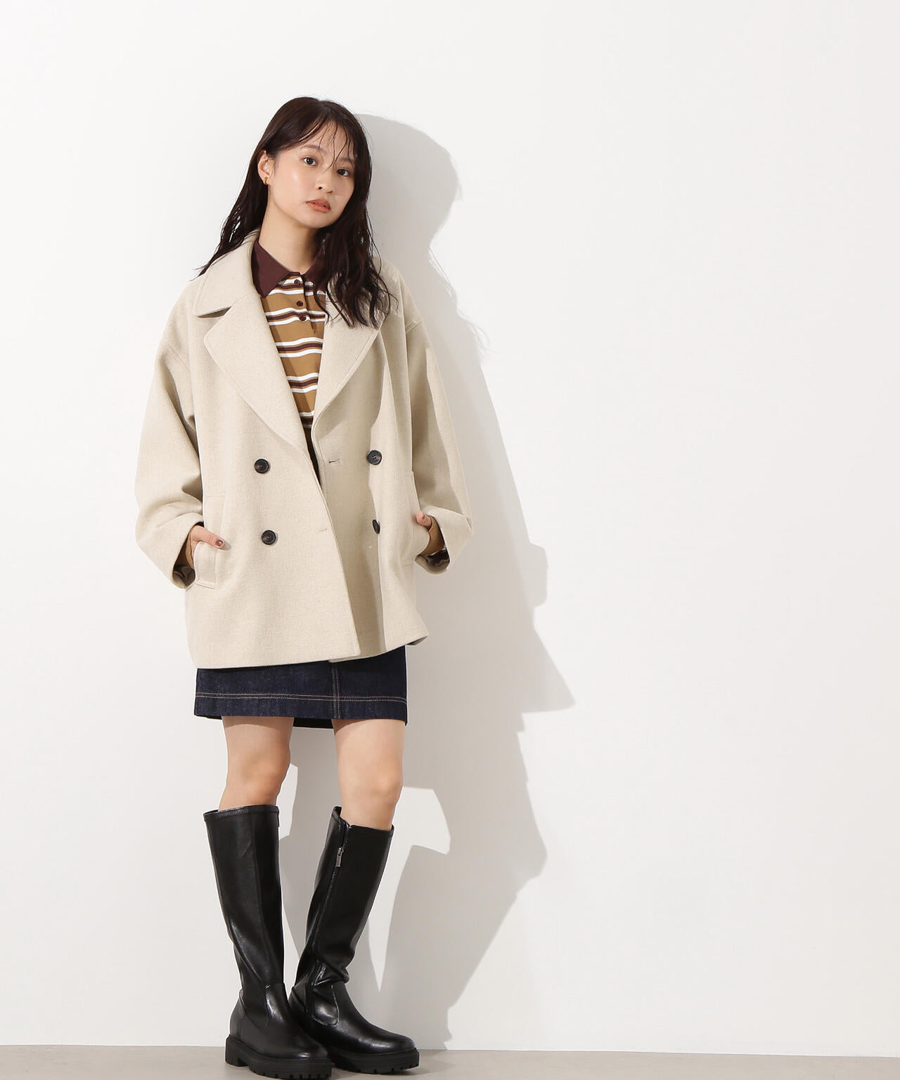 ミドルPコート《ブラウン×ゴールドボタン：LUMINE・LUCUA・official site限定》